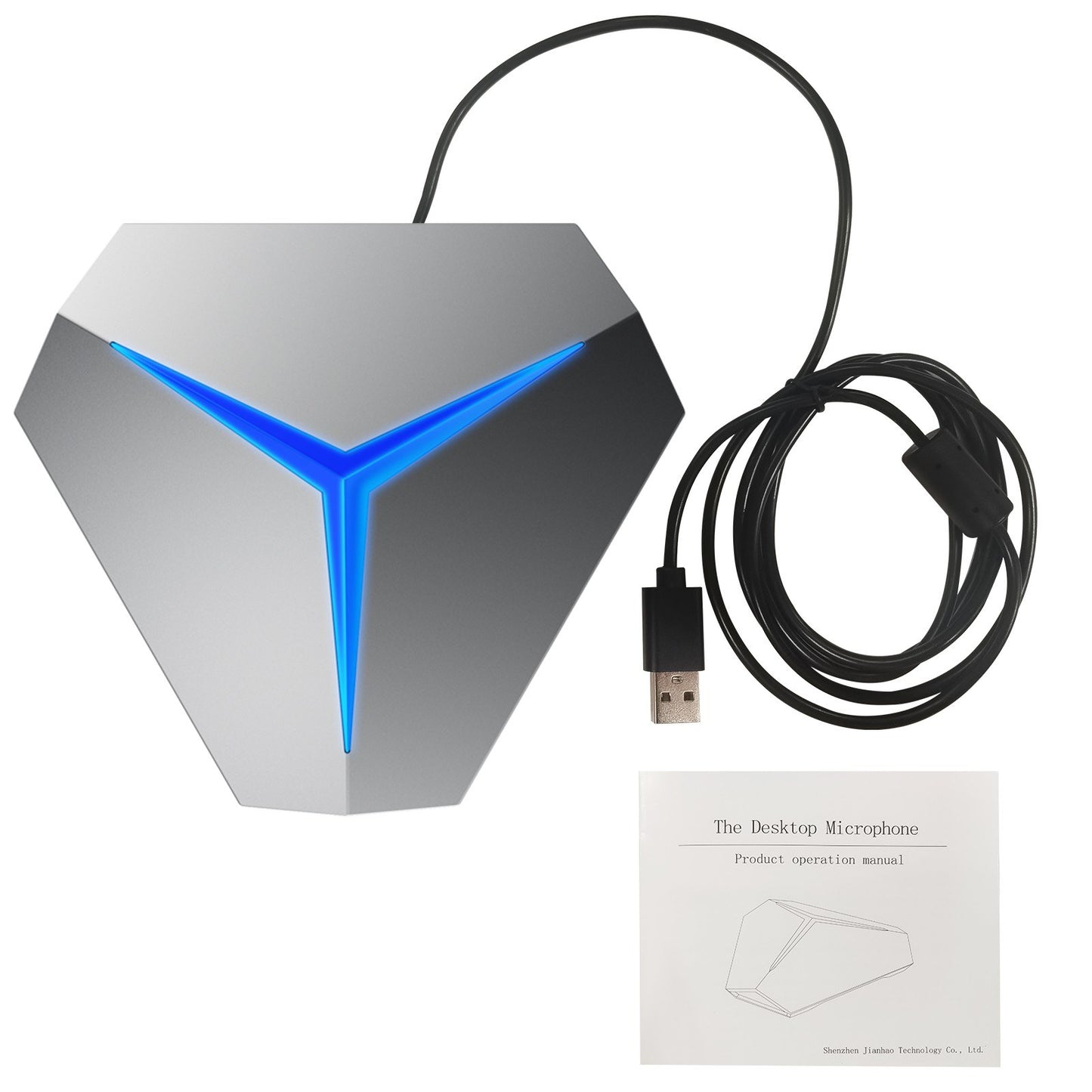 Desktop USB Conference Microphone 360-degree Computer PC Mic with Mute Function Plug and Play for Windows MacOS