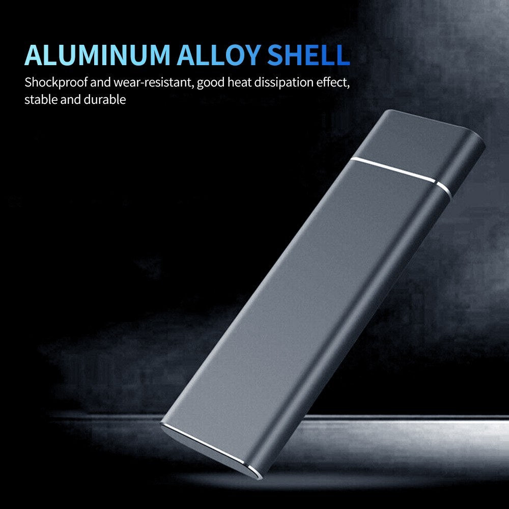 Type-C Mobile Solid State Drive Case Portable USB3.1 Interface SSD Shockproof Aluminum Alloy Solid State Drive Case - Black/1TB