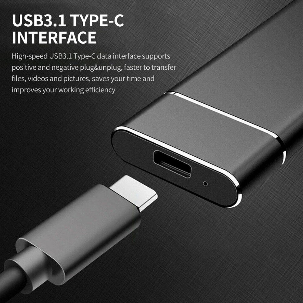 Type-C Mobile Solid State Drive Case Portable USB3.1 Interface SSD Shockproof Aluminum Alloy Solid State Drive Case - Blue/1TB