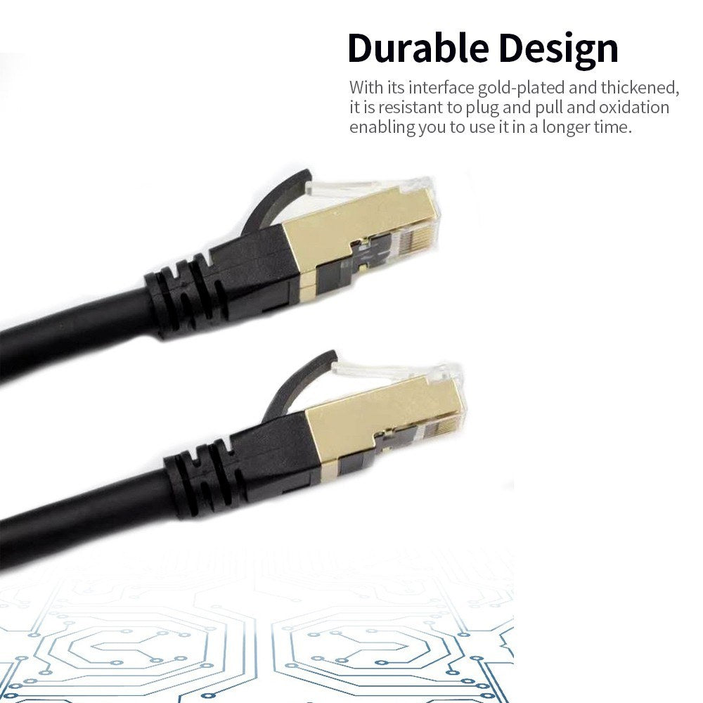 Cat8 Ethernet Cable Durable High-Speed Network Cable 40Gbps 2000Mhz/ Shielded Twisted Pair/ Gold Plated RJ45 Interface - Black/20m