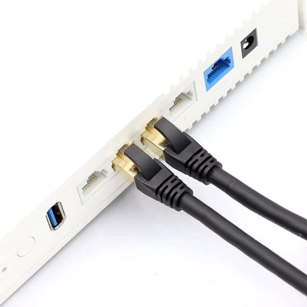 Cat8 Ethernet Cable Durable High-Speed Network Cable 40Gbps 2000Mhz/ Shielded Twisted Pair/ Gold Plated RJ45 Interface - Black/20m