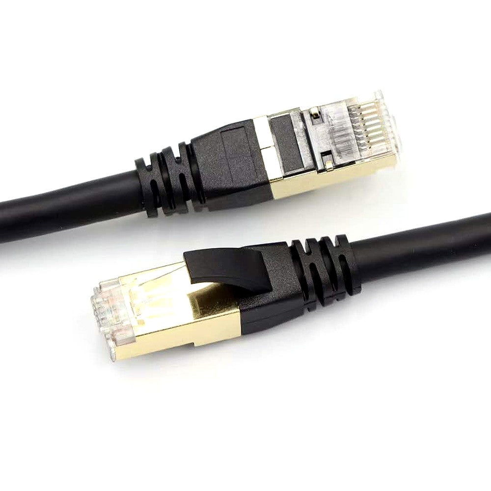 Cat8 Ethernet Cable Durable High-Speed Network Cable 40Gbps 2000Mhz/ Shielded Twisted Pair/ Gold Plated RJ45 Interface - Black/15m