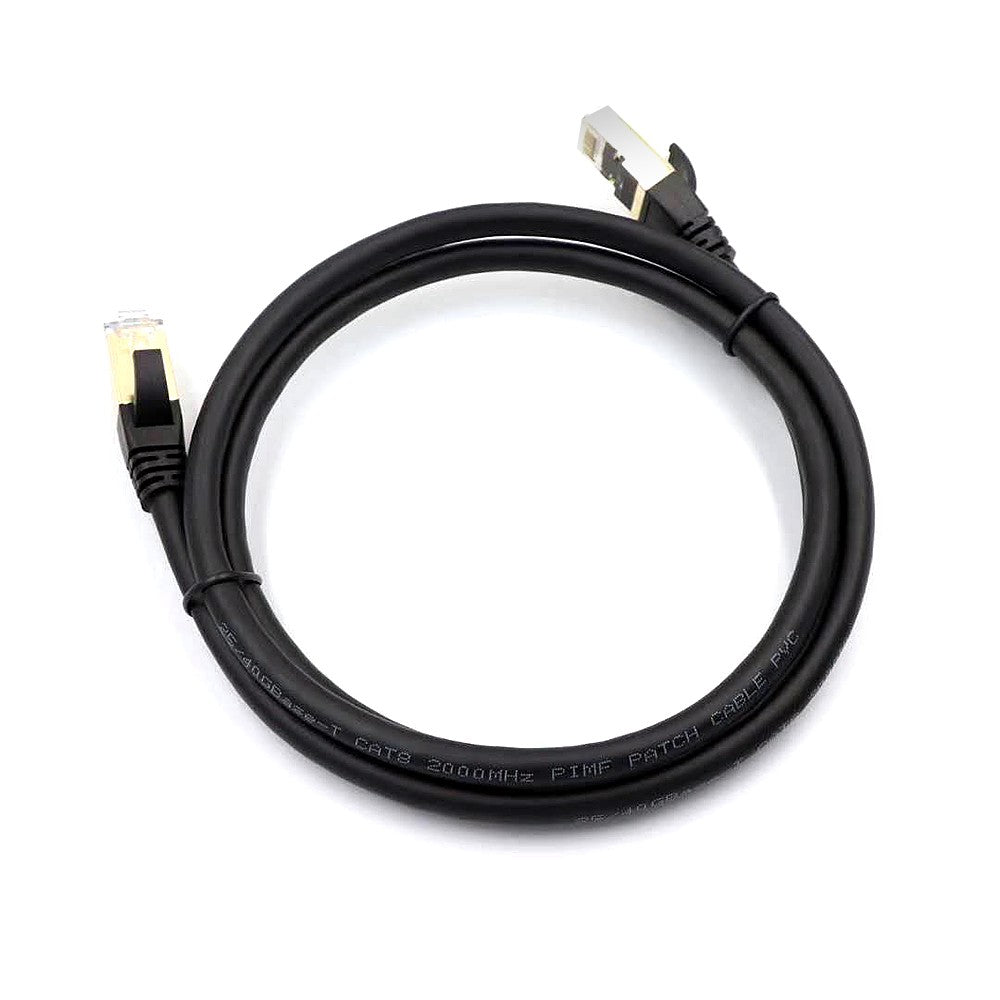 Cat8 Ethernet Cable Durable High-Speed Network Cable 40Gbps 2000Mhz/ Shielded Twisted Pair/ Gold Plated RJ45 Interface - Black/3m