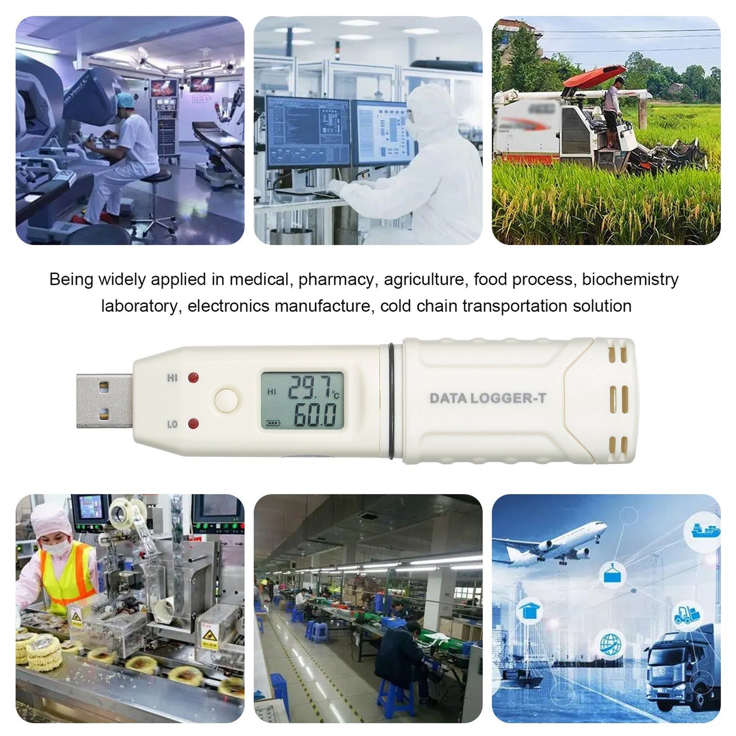 USB Temperature Data Logger Waterproof LCD Digital Temperature Data Recorder 61440 Memory Reusable Recorder Datalogger with PC Computer Software