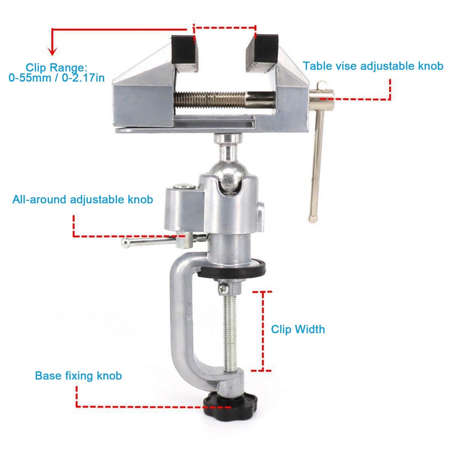 Aluminium Alloy Table Vise Durable 360 Degrees Rotating Swivel Bench Vise Clamp Electric Drill Stand Rotating Tool