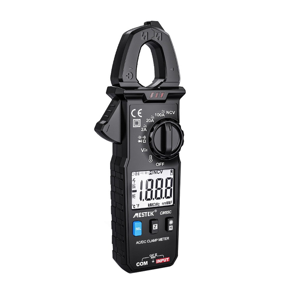 MESTEK Mini Clamp Meter Automatic Ranges LCD Display Portable Clamp Meter Direct Current AC Current Voltage Resistance Capacitance Diode Continuity Temperature Measurement Data Clamp Meter