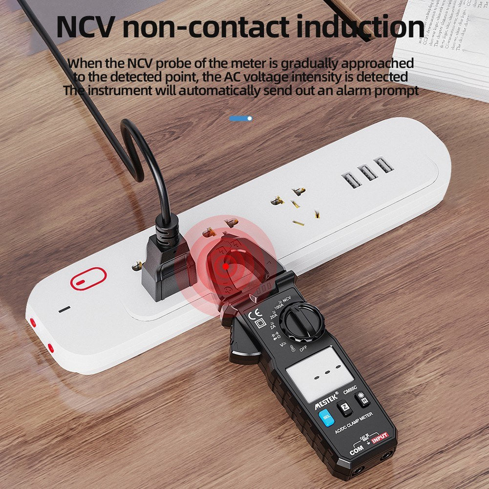 MESTEK Mini Clamp Meter Automatic Ranges LCD Display Portable Clamp Meter Direct Current AC Current Voltage Resistance Capacitance Diode Continuity Temperature Measurement Data Clamp Meter