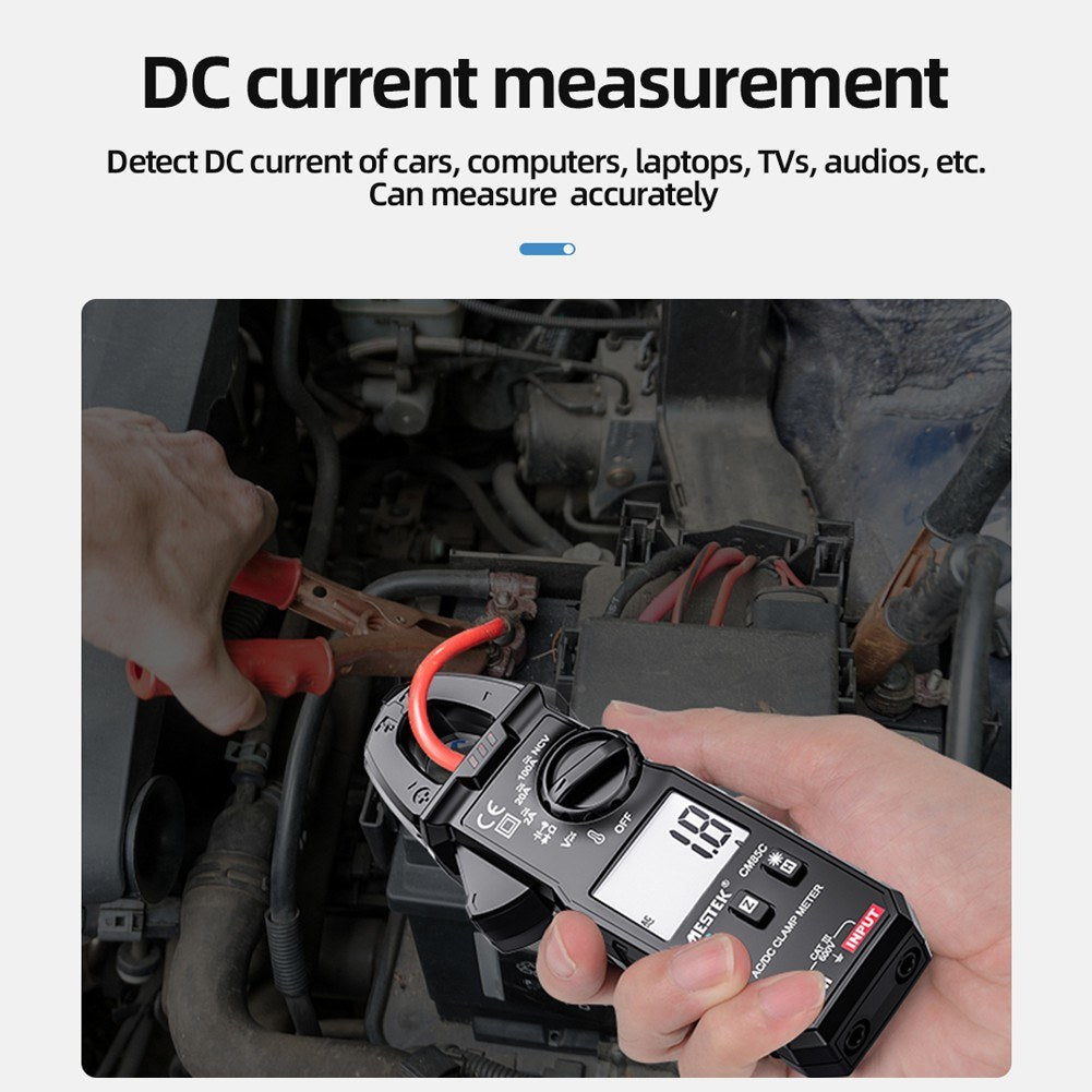 MESTEK Mini Clamp Meter Automatic Ranges LCD Display Portable Clamp Meter Direct Current AC Current Voltage Resistance Capacitance Diode Continuity Temperature Measurement Data Clamp Meter