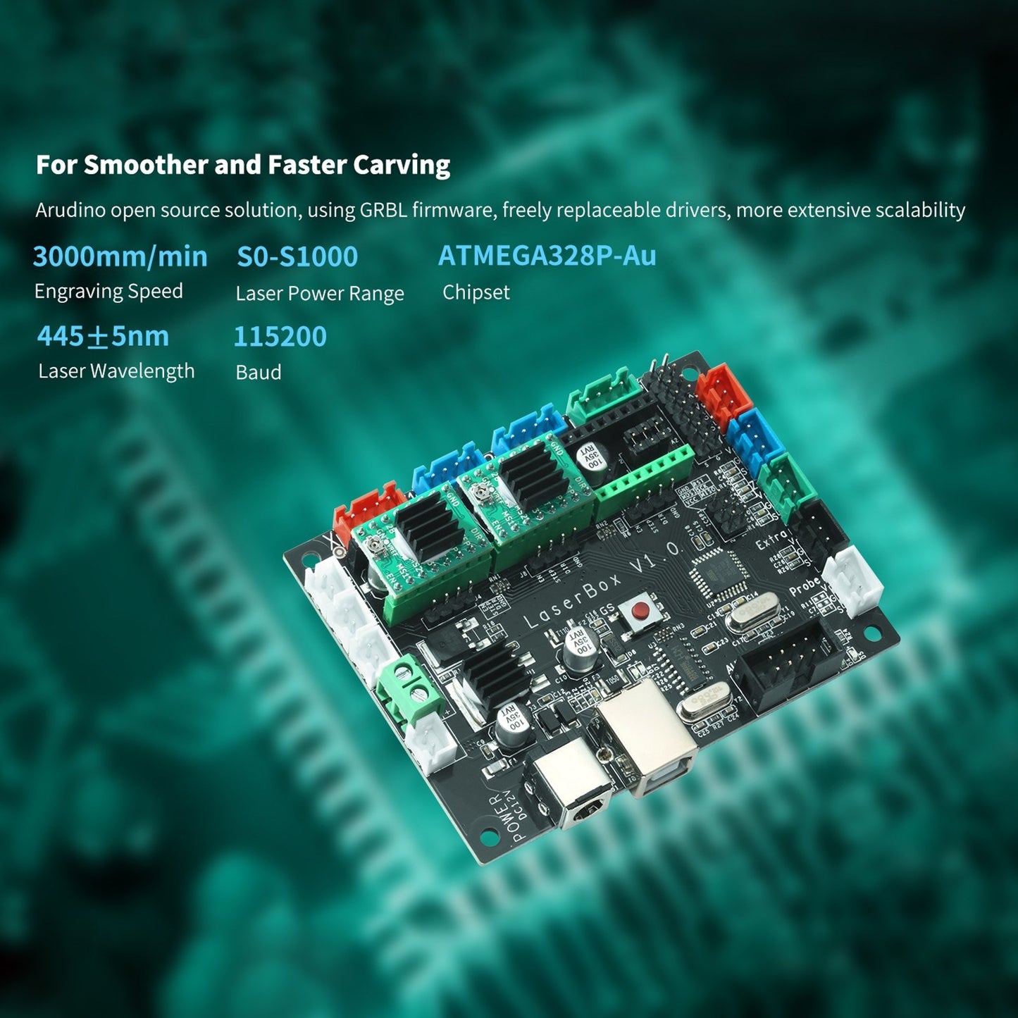 ATOMSTACK Laser Engraver Motherboard 12V 5A 3 Axis Drive Interface Stepper Motor Driver Controller Board Laser Box with 32KB Flash Memory