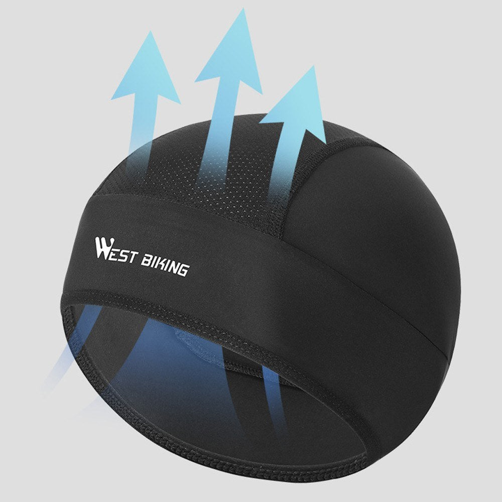 Ice Silk Cooling Skull Cap Cycling Running Hat UV Protection Helmet - Black