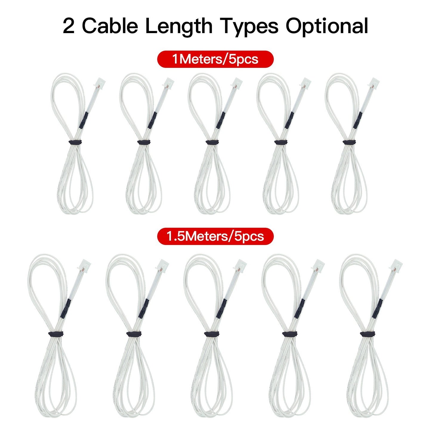 5PCS 3D Printer NTC 3950 Thermistors Temp Sensor NTC3950 100K ohm for Creality Ender 3 Anycubic Mega 3D Printer Heatbed Hot End Extruder - White/1 Meter