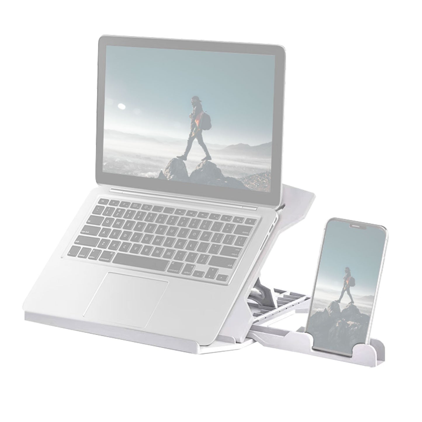 Portable Foldable Laptop Riser Stand Laptop Desktop Holder with Height Adjustment Ergonomic Computer Notebook Stand Bracket for Laptop Tablet within 10-15.6 Inches - White/Style 1