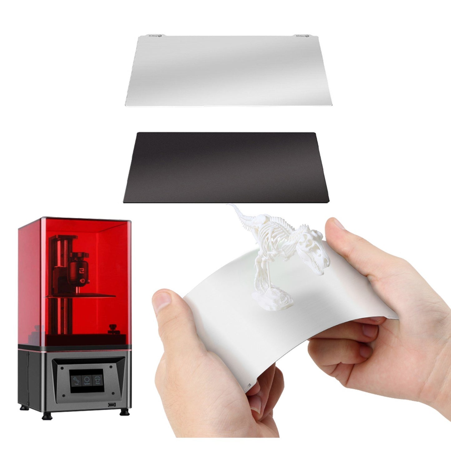 Resin 3D Printer Build Plate Flexible Spring Steel Plate and Magnetic Base Sheet Sticker with Adhesive for Elegoo Mars 2 Pro/Nova3D Bene 4 - Style 4/140 x 84mm