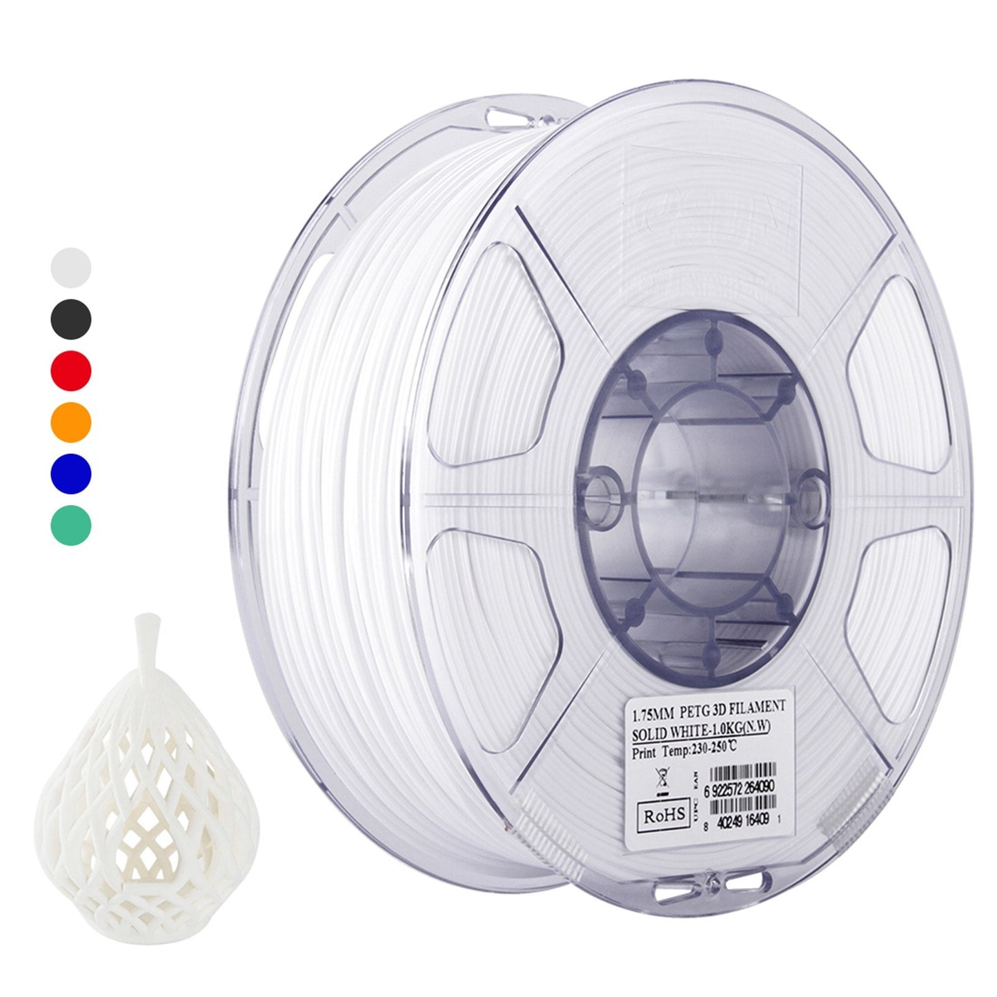 Esun PETG 1.75mm 3D Printer Filament Printing Consumables +/- 0.05mm 1kg (2.2lb) Spool Material Refills - White