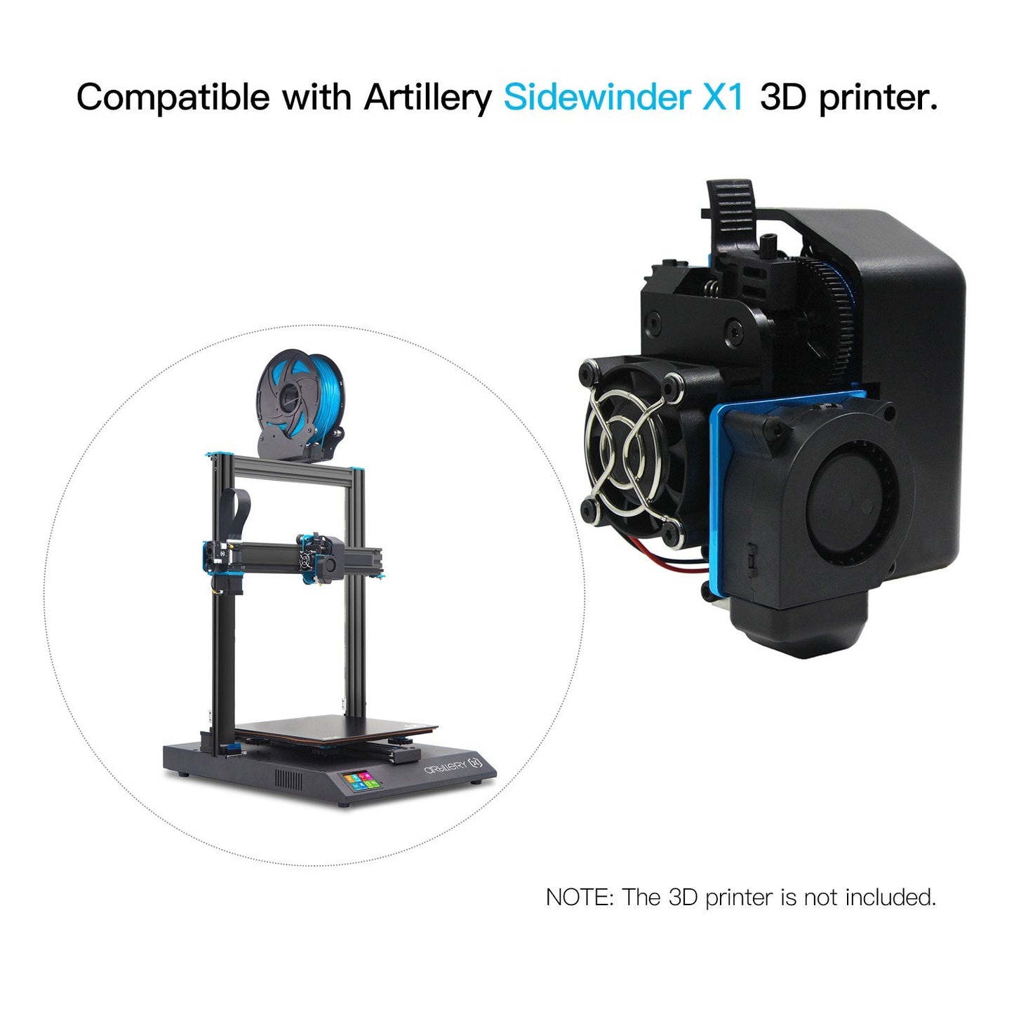 Artillery 1.75mm Single Nozzle Extruder Flexible Filament Maker Direct Drive Extruder for Sidewinder X1 3D Printer - Style A