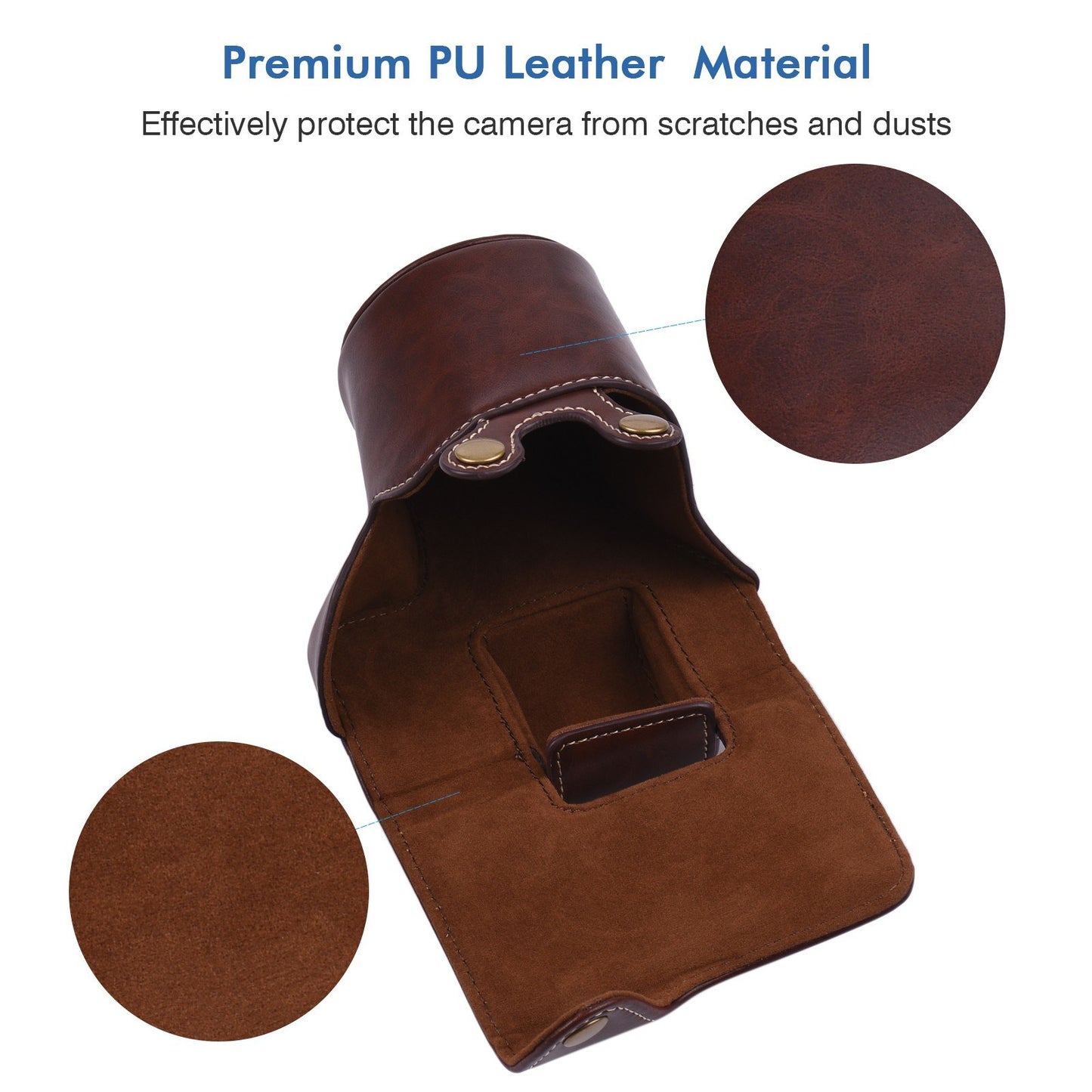 Vintage PU Leather Camera Case Protective Camera Bag with Strap Replacement for Canon EOS M5 M50 M50II - Coffee