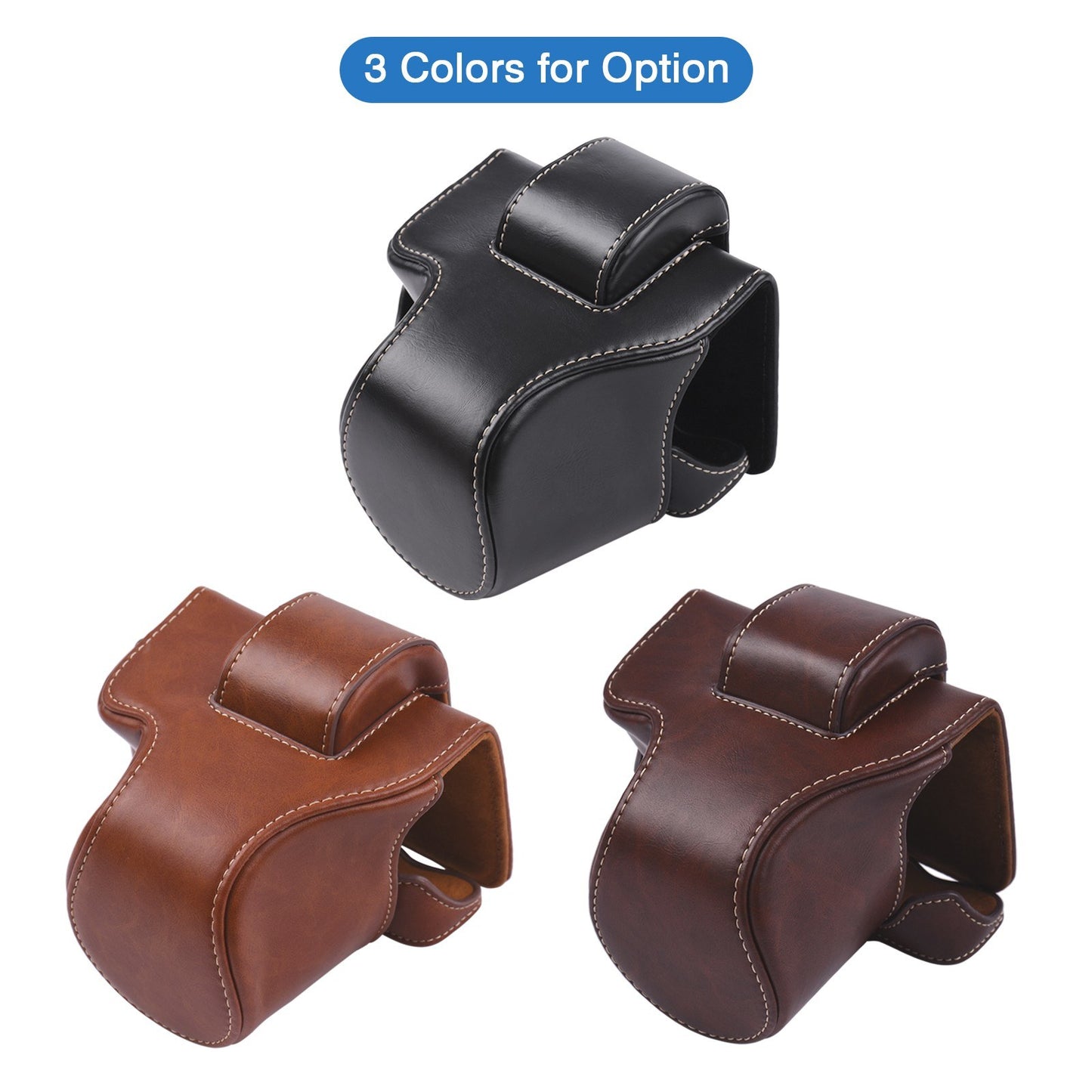 Vintage PU Leather Camera Case Protective Camera Bag with Strap Replacement for Canon EOS M5 M50 M50II - Brown