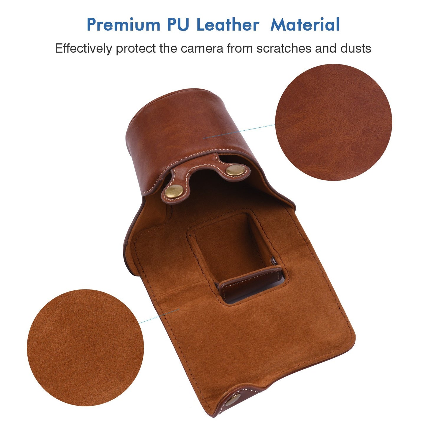 Vintage PU Leather Camera Case Protective Camera Bag with Strap Replacement for Canon EOS M5 M50 M50II - Brown