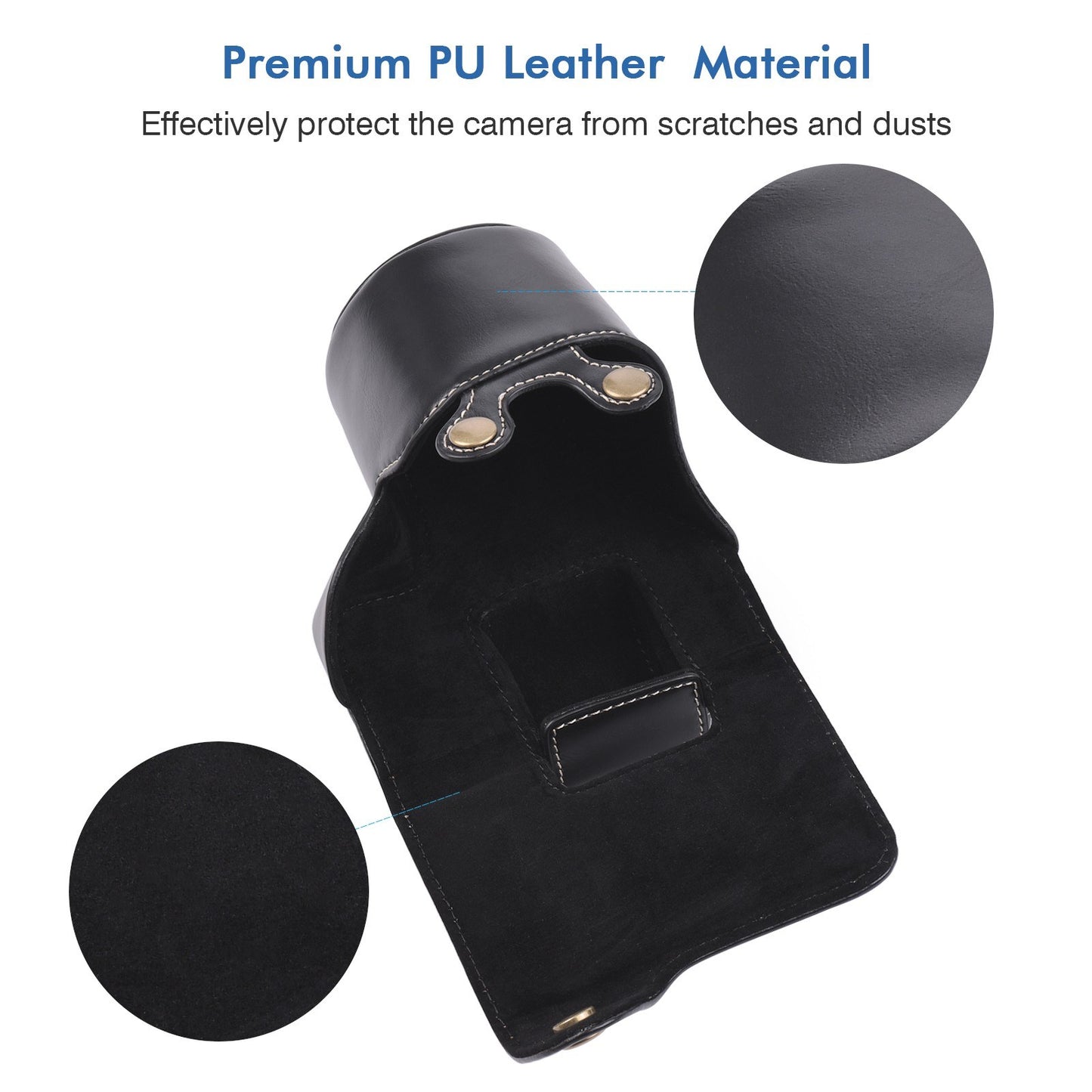 Vintage PU Leather Camera Case Protective Camera Bag with Strap Replacement for Canon EOS M5 M50 M50II - Black
