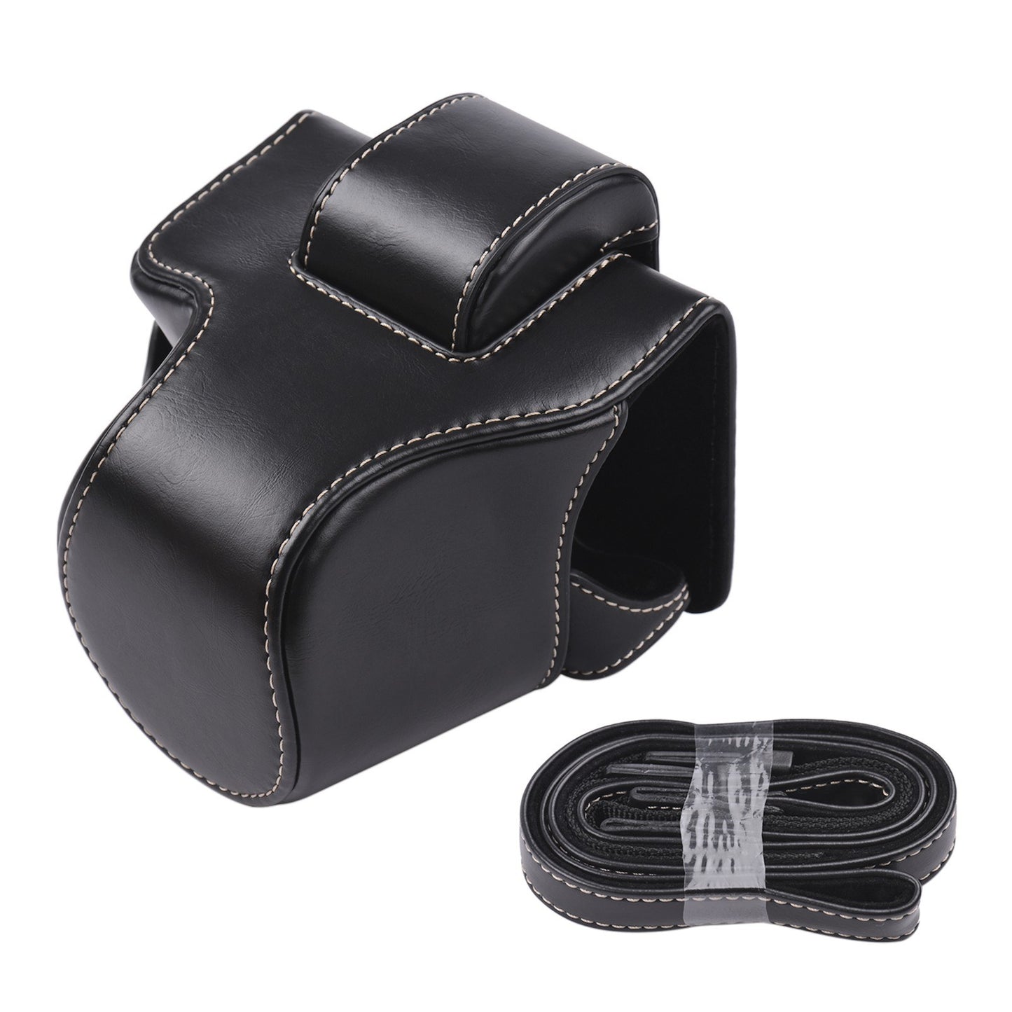 Vintage PU Leather Camera Case Protective Camera Bag with Strap Replacement for Canon EOS M5 M50 M50II - Black