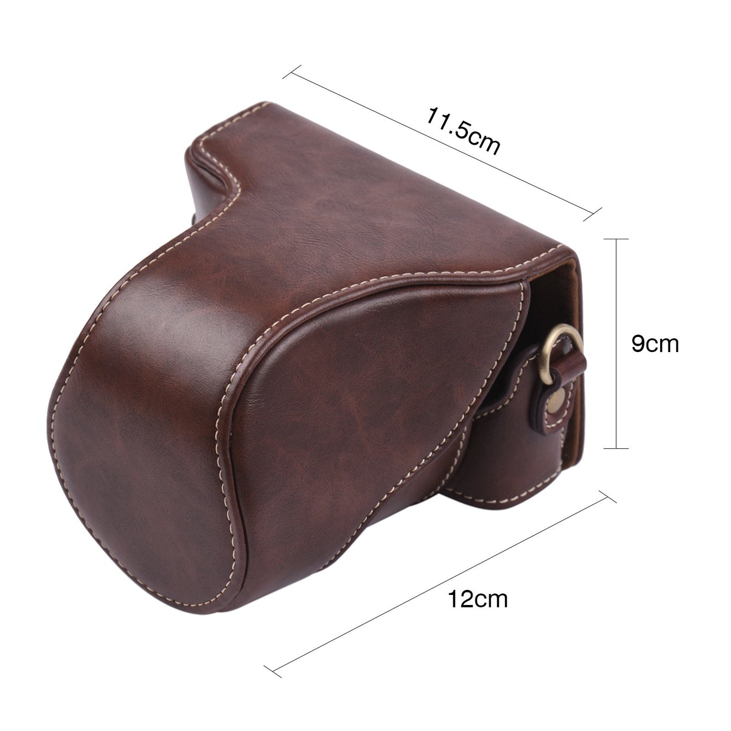 Vintage PU Leather Camera Case Replacement Protective Camera Bag with Strap for Canon EOS M100 - Coffee