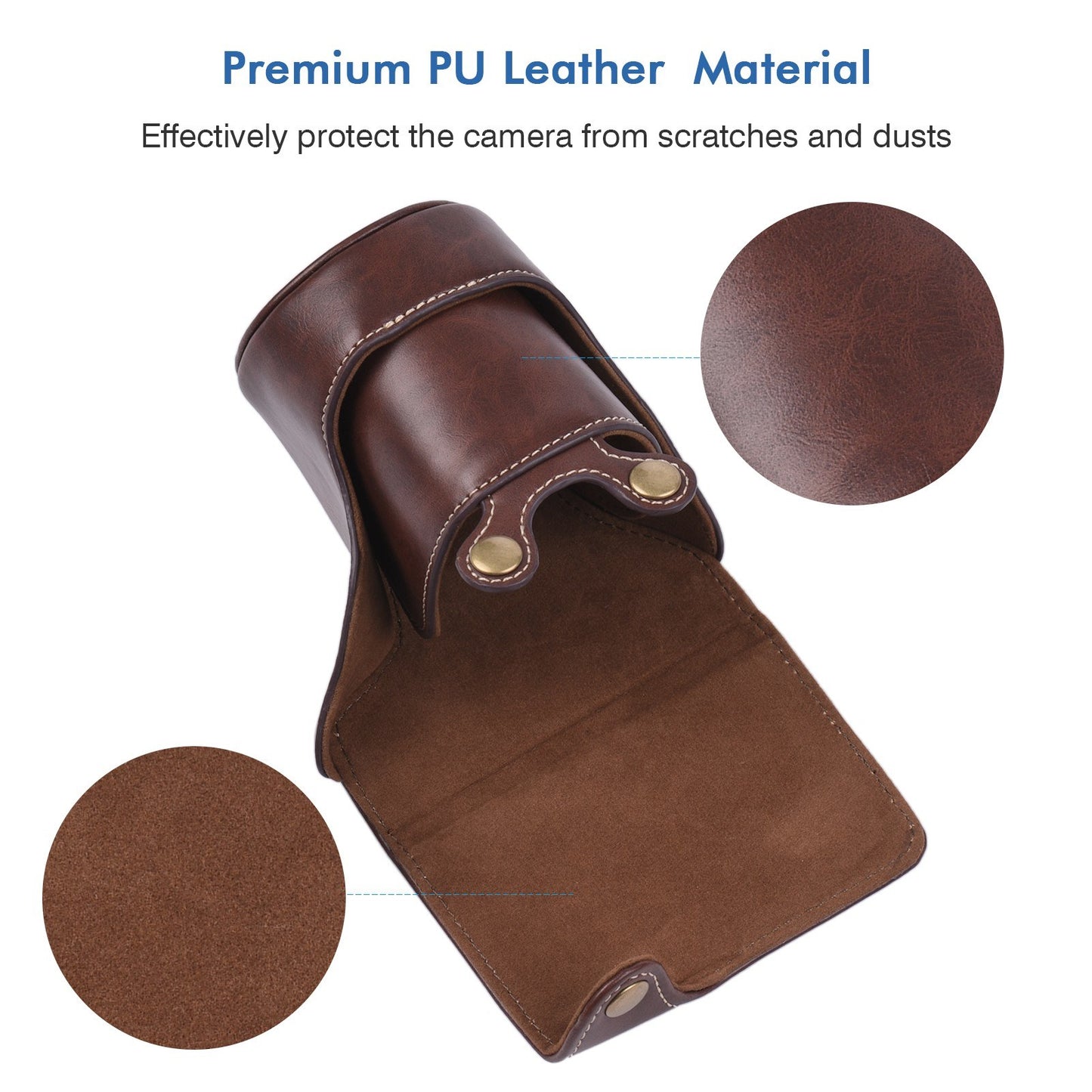 Vintage PU Leather Camera Case Replacement Protective Camera Bag with Strap for Canon EOS M100 - Coffee