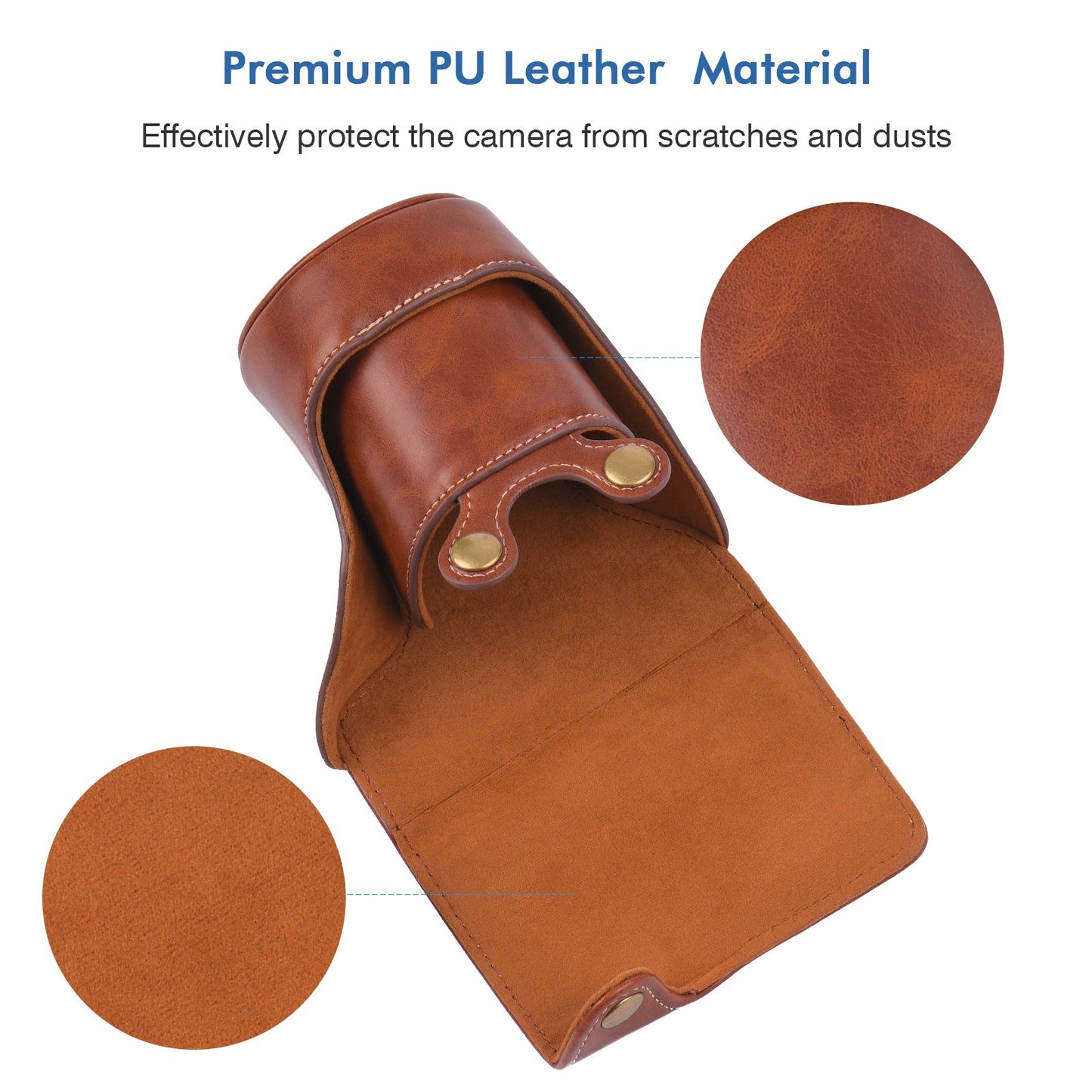 Vintage PU Leather Camera Case Replacement Protective Camera Bag with Strap for Canon EOS M100 - Brown