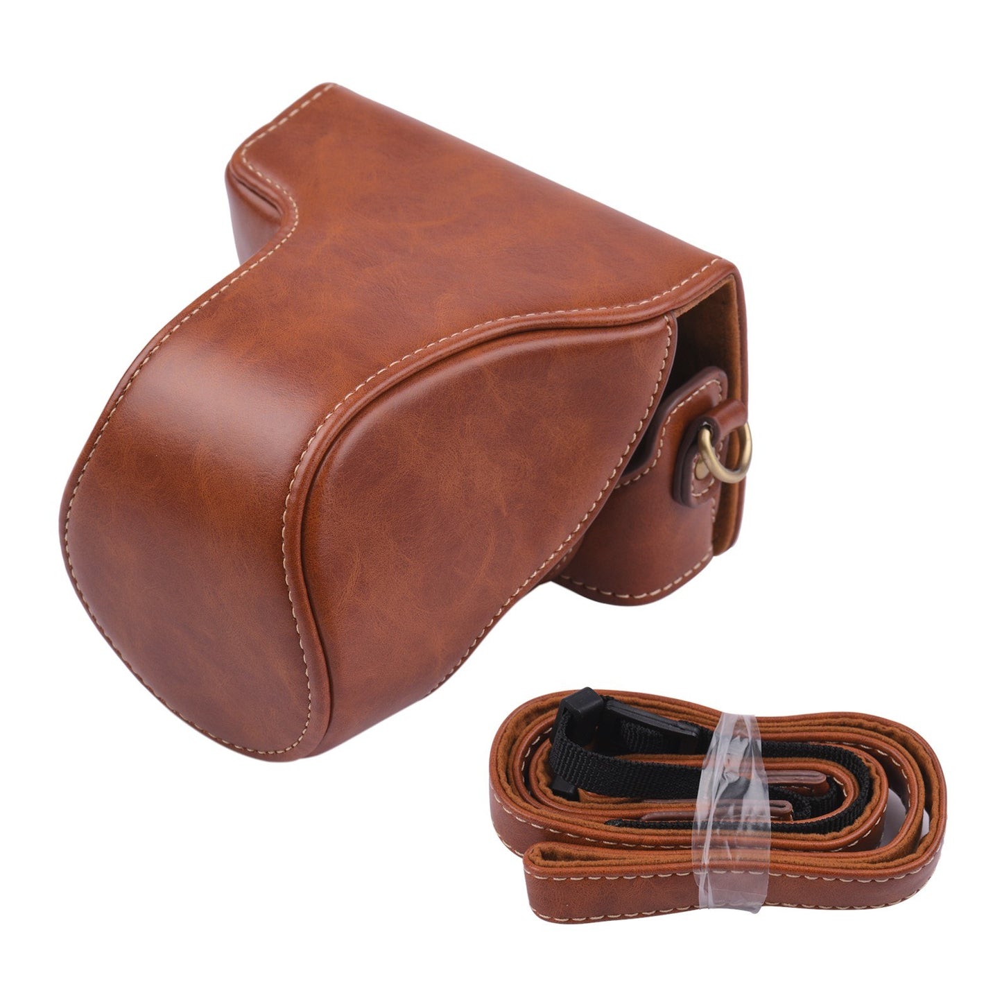 Vintage PU Leather Camera Case Replacement Protective Camera Bag with Strap for Canon EOS M100 - Brown