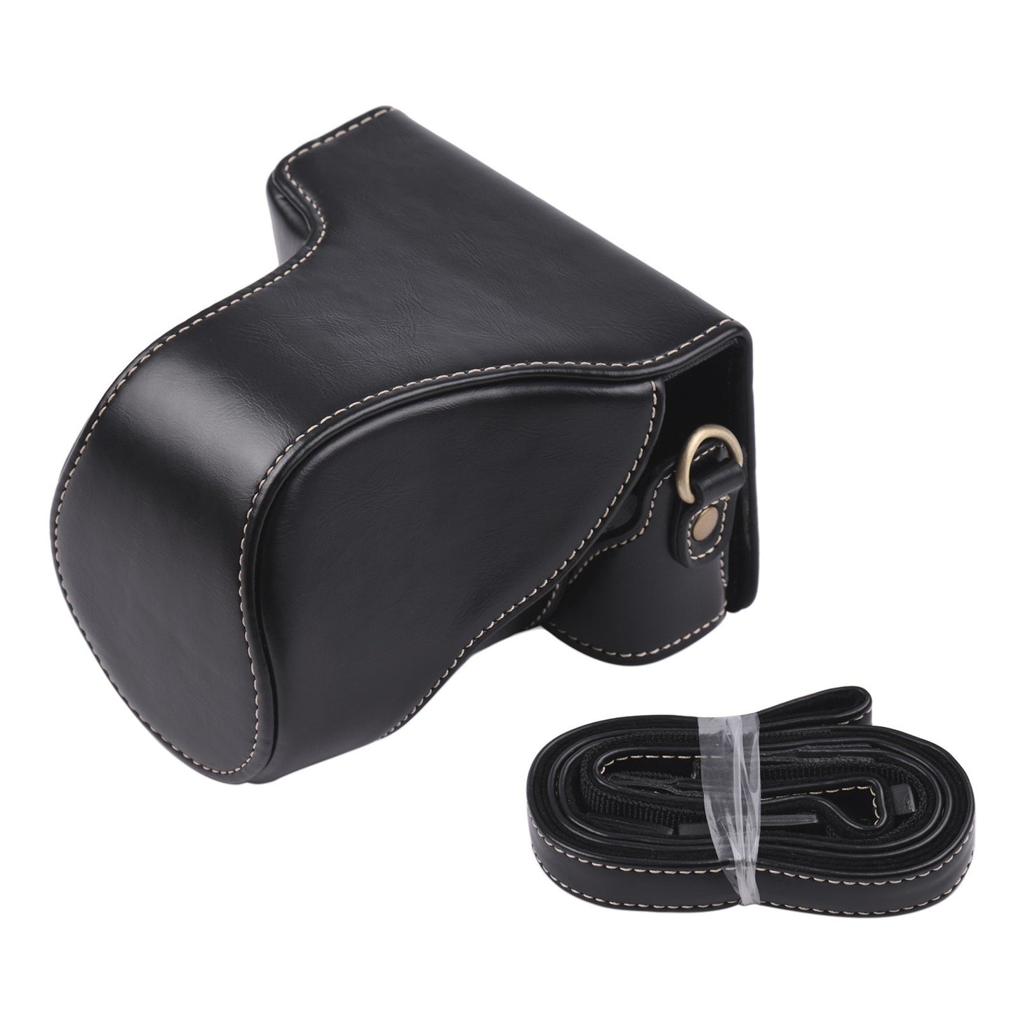 Vintage PU Leather Camera Case Replacement Protective Camera Bag with Strap for Canon EOS M100 - Black