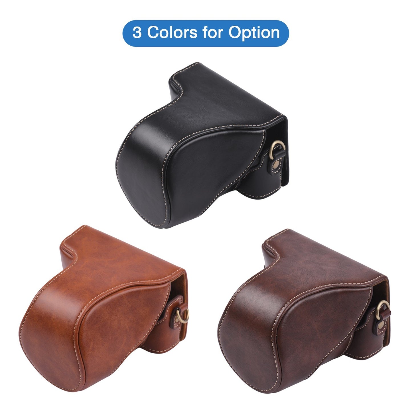 Vintage PU Leather Camera Case Replacement Protective Camera Bag with Strap for Canon EOS M100 - Black