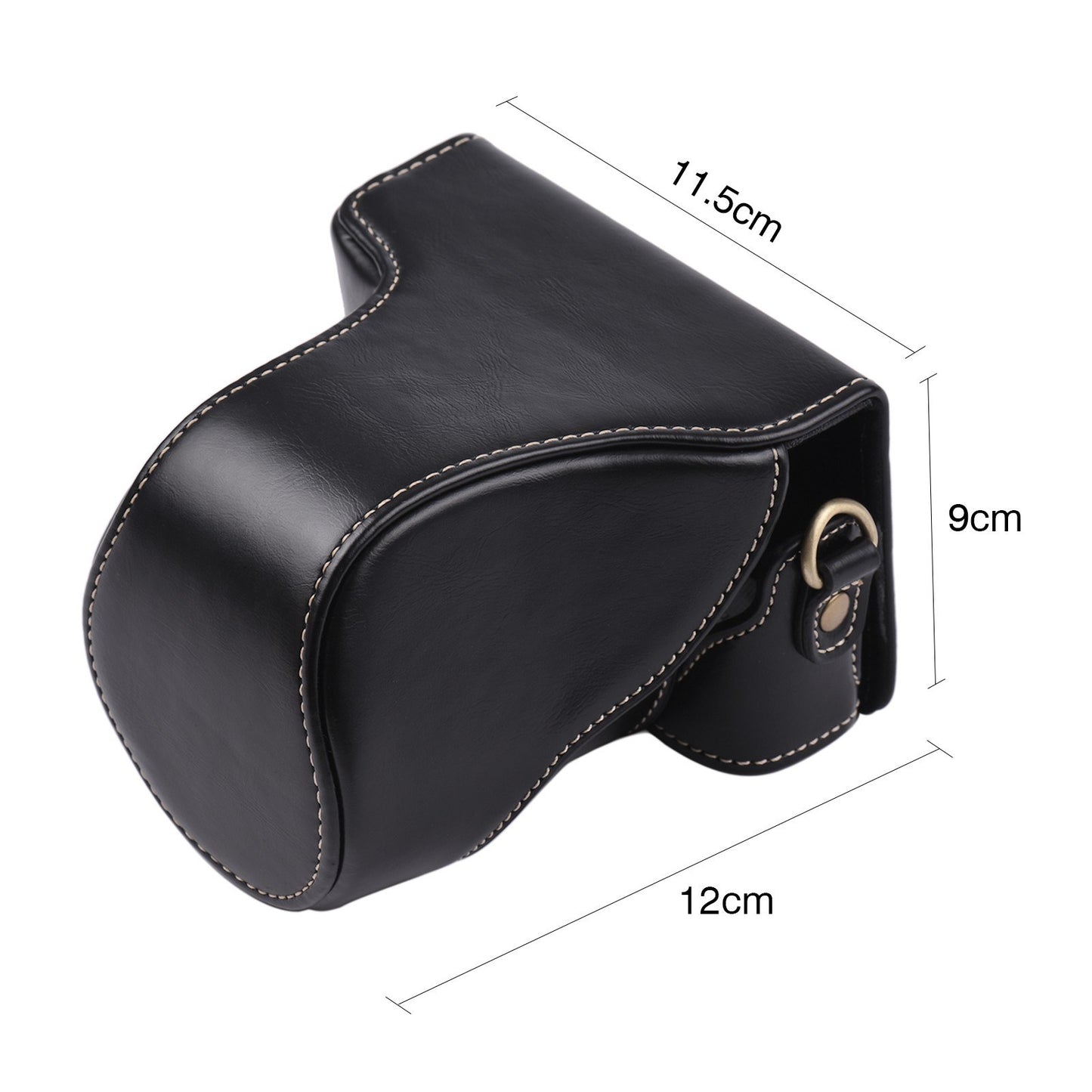 Vintage PU Leather Camera Case Replacement Protective Camera Bag with Strap for Canon EOS M100 - Black
