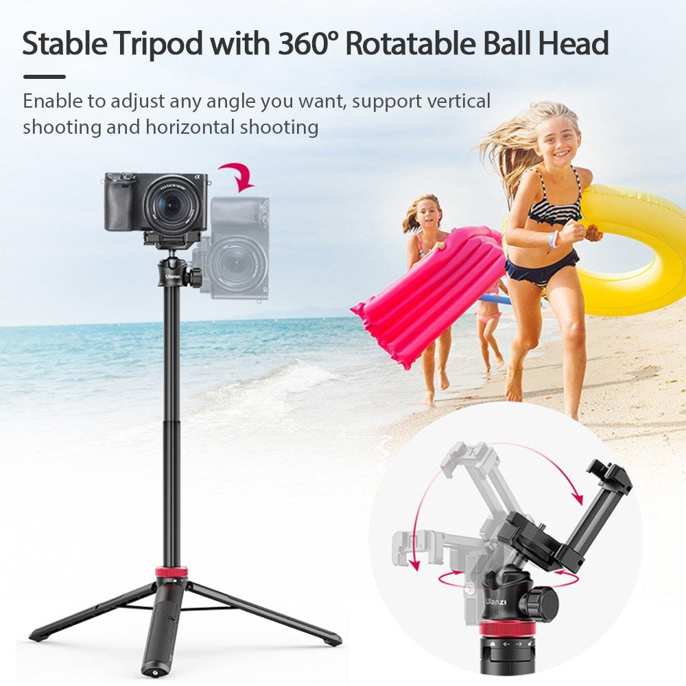 ULANZI MT-44 Extendable Mini Tripod Stand Flexible Portable Selfie Stick with 360° Rotatable Ball Head Quick Release Plate Phone Clip - White