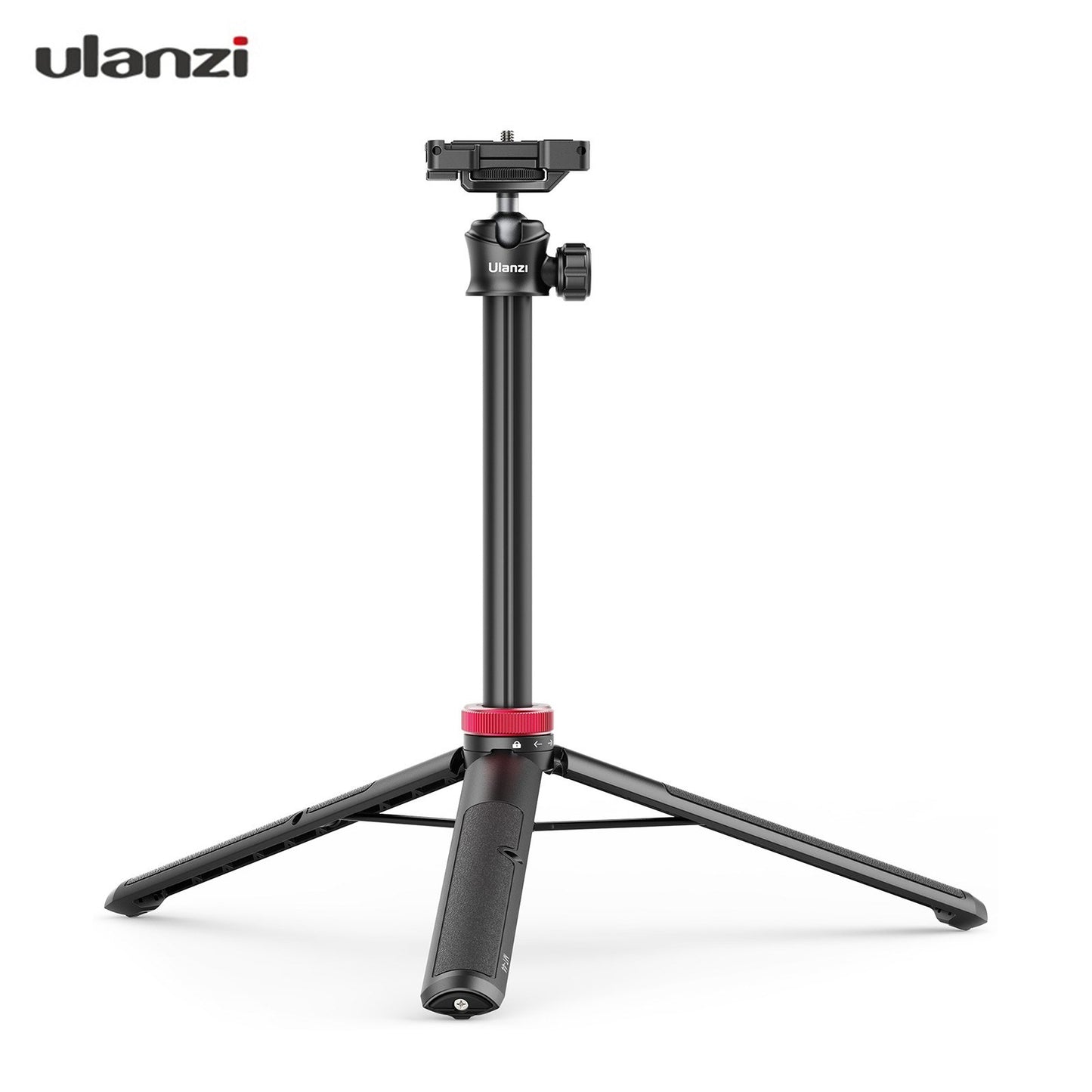 ULANZI MT-44 Extendable Mini Tripod Stand Flexible Portable Selfie Stick with 360° Rotatable Ball Head Quick Release Plate Phone Clip - Black