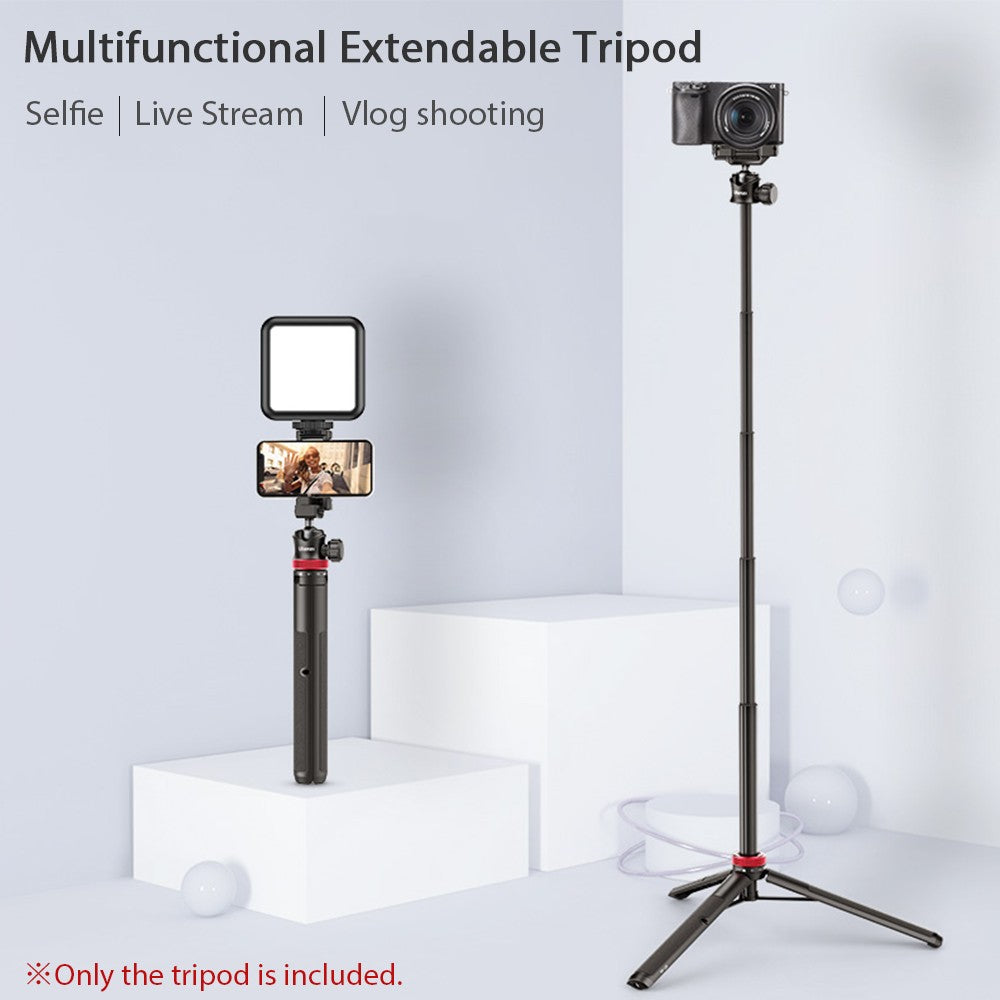 ULANZI MT-44 Extendable Mini Tripod Stand Flexible Portable Selfie Stick with 360° Rotatable Ball Head Quick Release Plate Phone Clip - Black