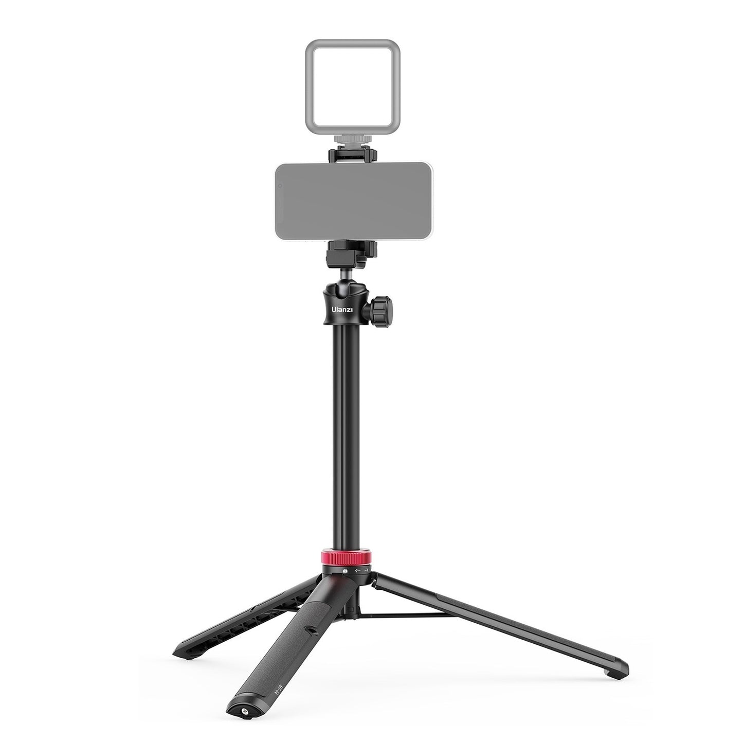 ULANZI MT-44 Extendable Mini Tripod Stand Flexible Portable Selfie Stick with 360° Rotatable Ball Head Quick Release Plate Phone Clip - Black