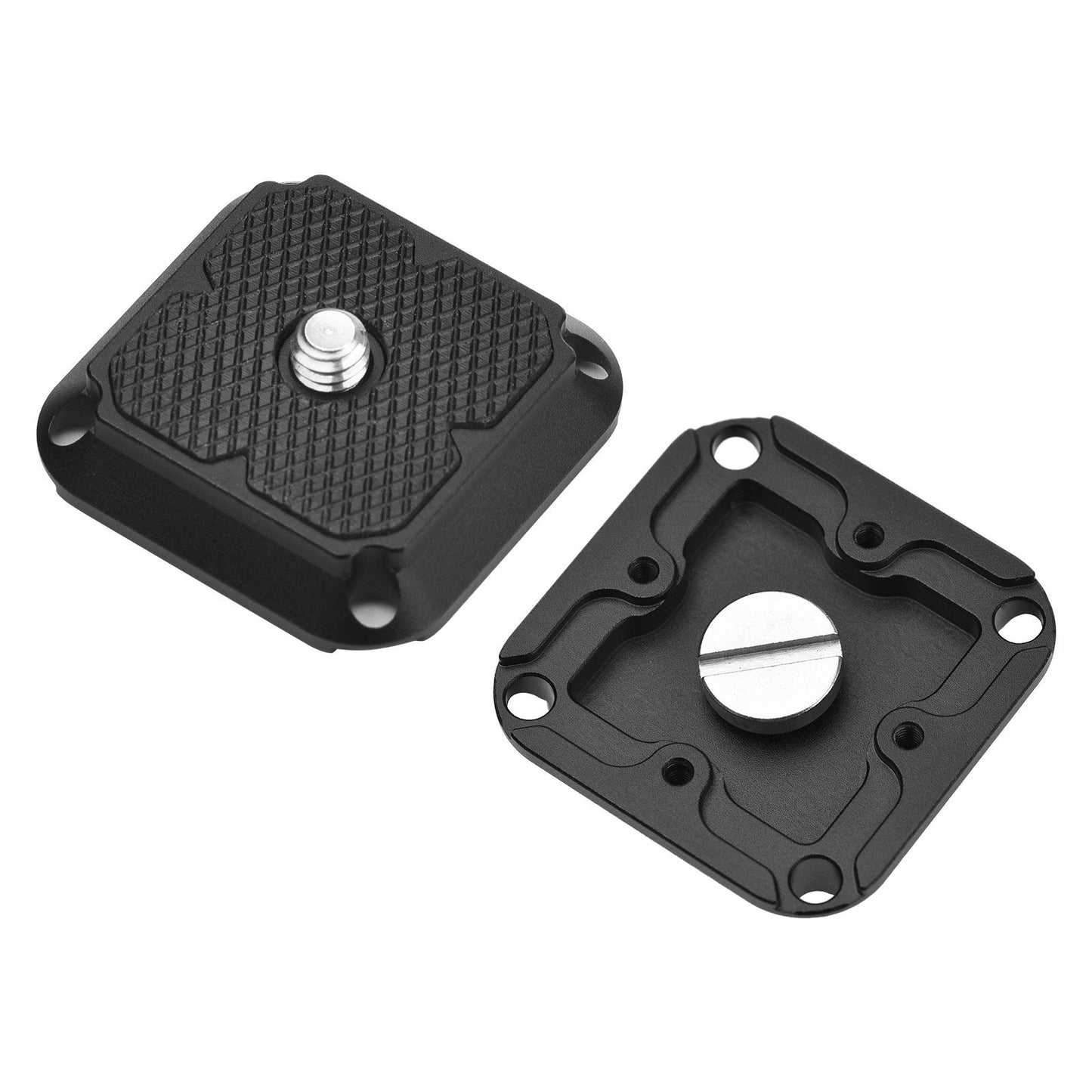 Camera Quick Release Plate Aluminum Alloy QR Clamp Adapter with 1/4 Inch and 3/8 Inch Screw Hole for Tripod Monopod