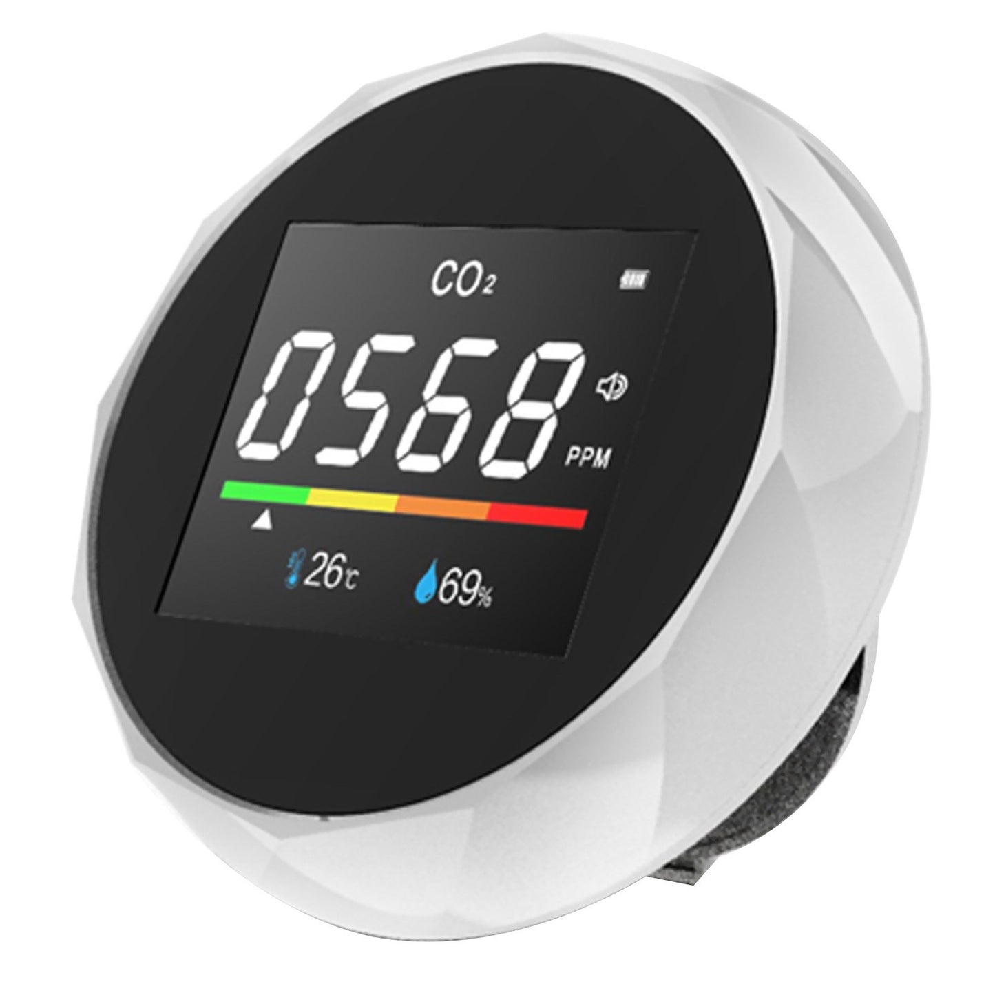 3-in-1 Carbon Dioxide Meter Temperature/Humidity Air Quality Monitor Digital CO2 Detector Air Analyzer Accurate Tester Kit for Home Office Real Time Data - White