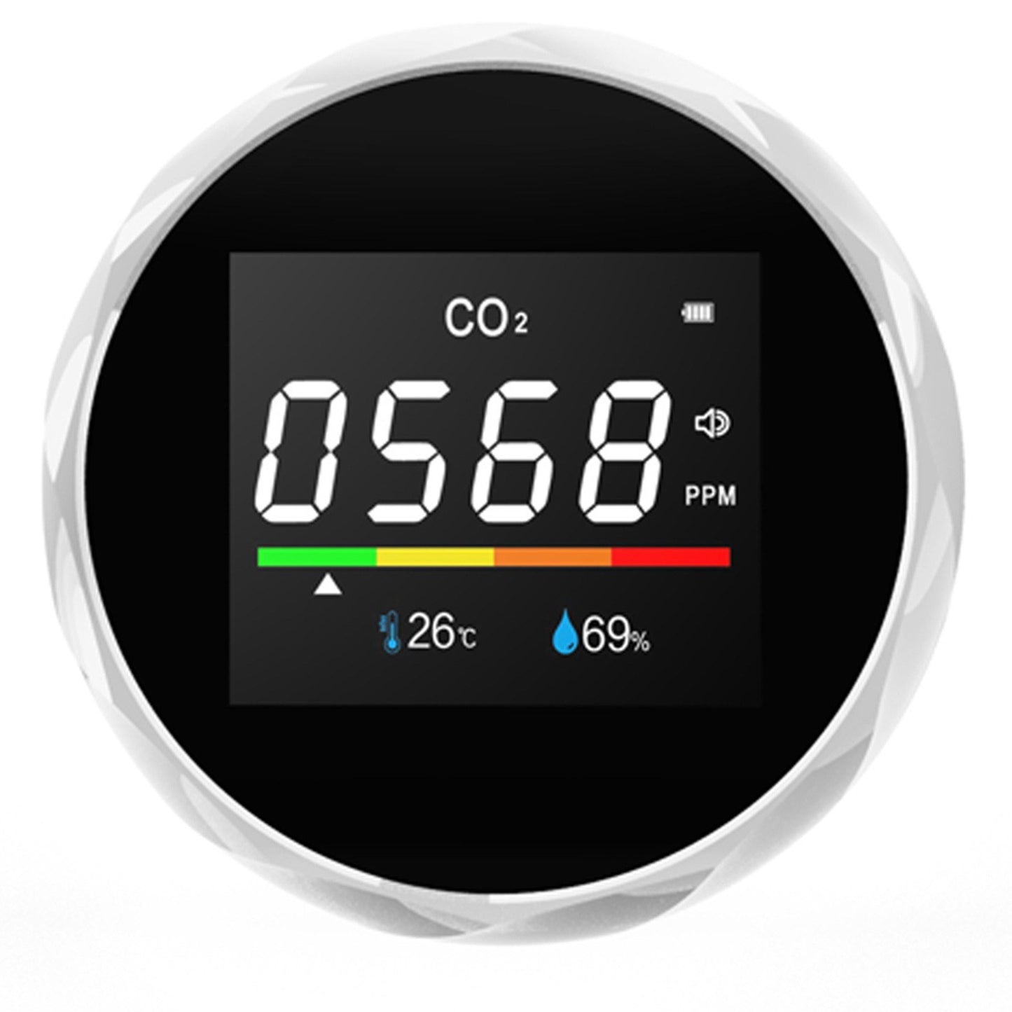 3-in-1 Carbon Dioxide Meter Temperature/Humidity Air Quality Monitor Digital CO2 Detector Air Analyzer Accurate Tester Kit for Home Office Real Time Data - White