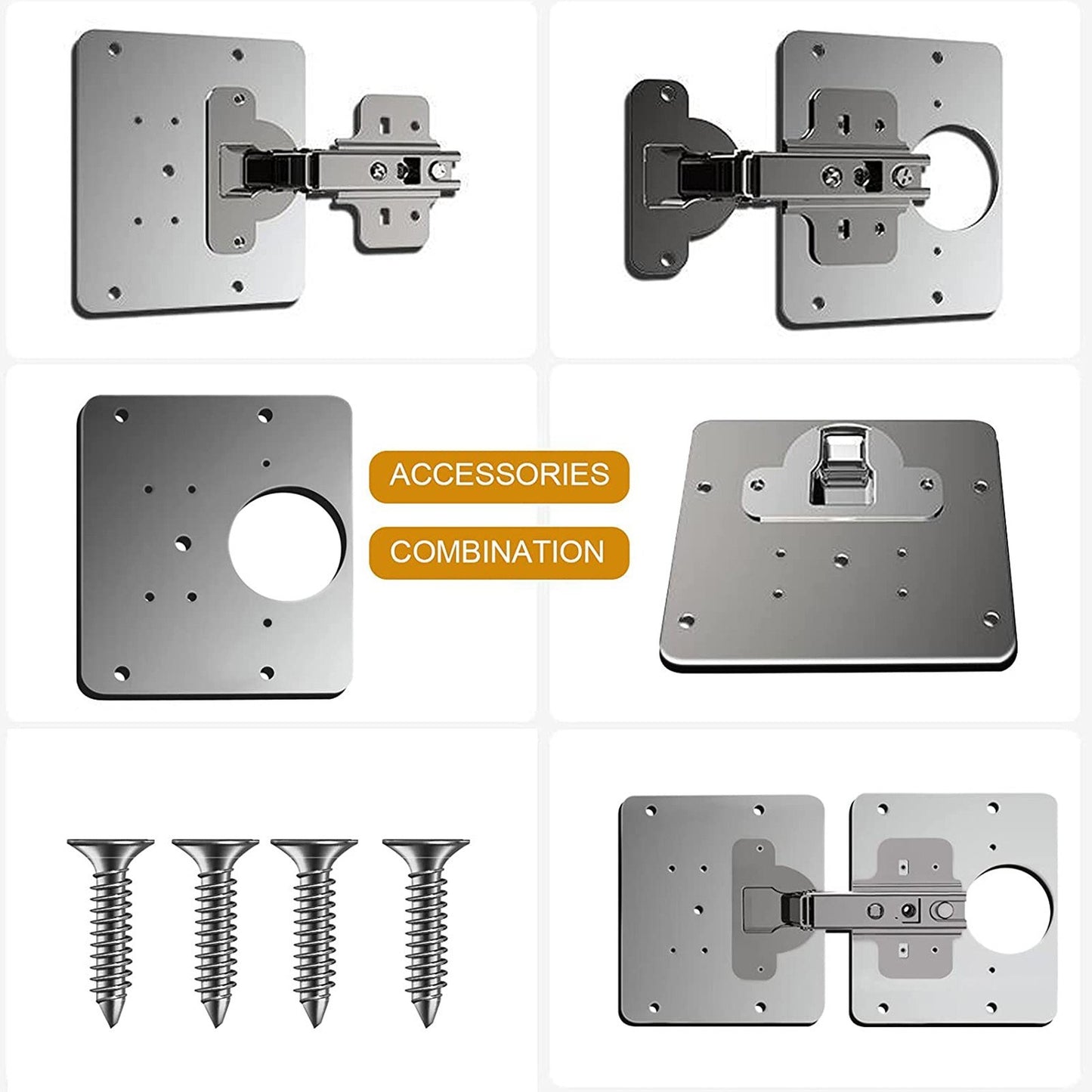 1PC Cabinet Door Hinge Repair Plate Kitchen Cupboard Door Hinge Repair Kit with 4 Screws for Furniture Cabinet Drawer Window