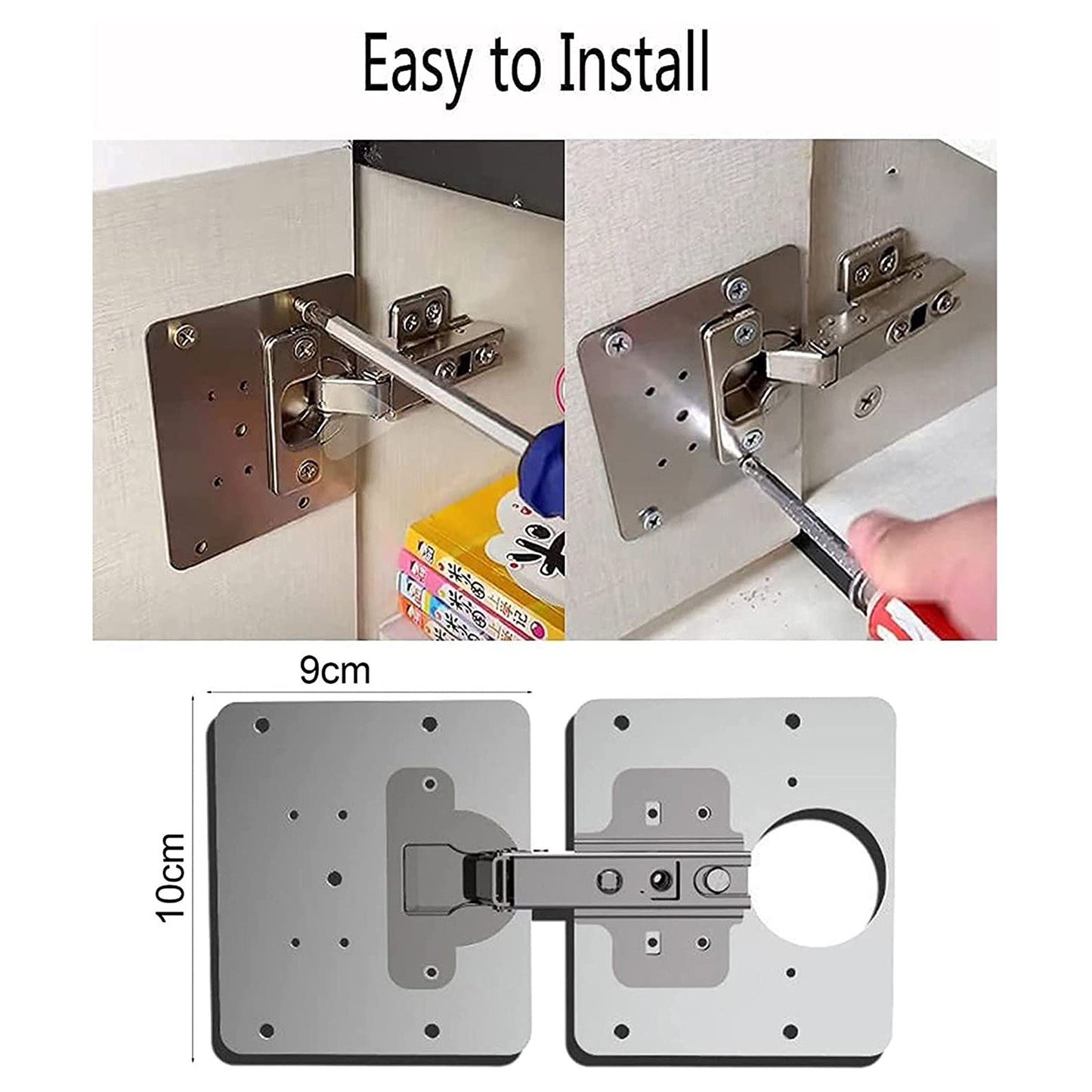 1PC Cabinet Door Hinge Repair Plate Kitchen Cupboard Door Hinge Repair Kit with 4 Screws for Furniture Cabinet Drawer Window