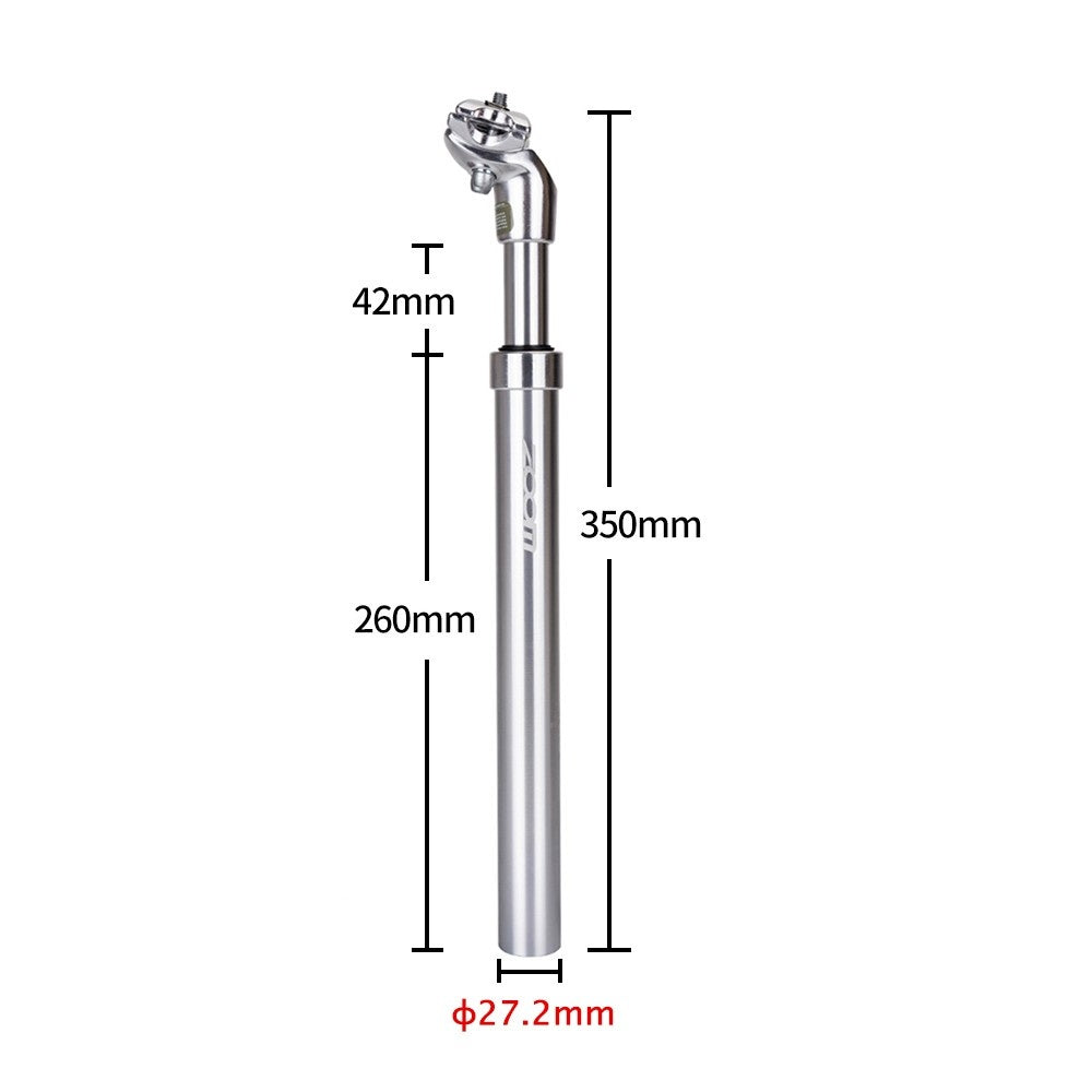 Bike Suspension Seatpost Bicycle Seat Post Replacement Aluminum Adjustable Seat Tube - Silver/27.2 x 350mm