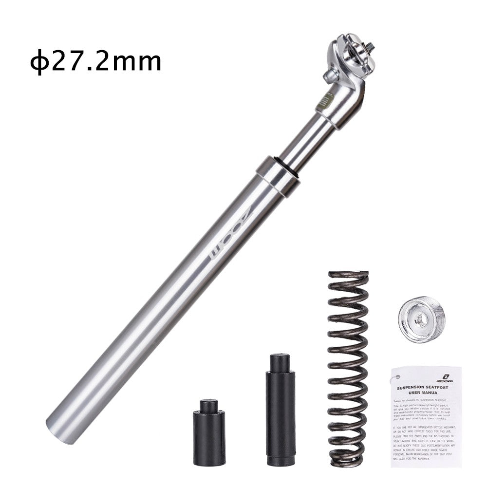 Bike Suspension Seatpost Bicycle Seat Post Replacement Aluminum Adjustable Seat Tube - Silver/27.2 x 350mm