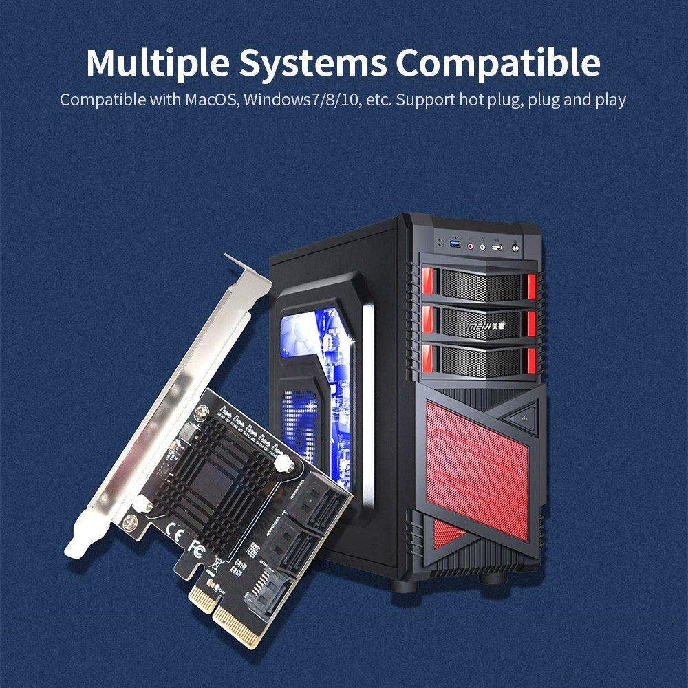 PCI-E to 5 SATA3.0 Adapter Card Desktop Computer Expansion Card Support Hot Plug