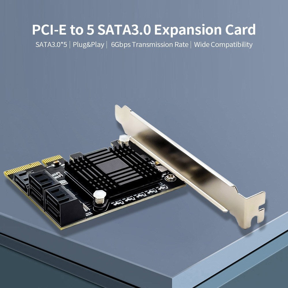 PCI-E to 5 SATA3.0 Adapter Card Desktop Computer Expansion Card Support Hot Plug
