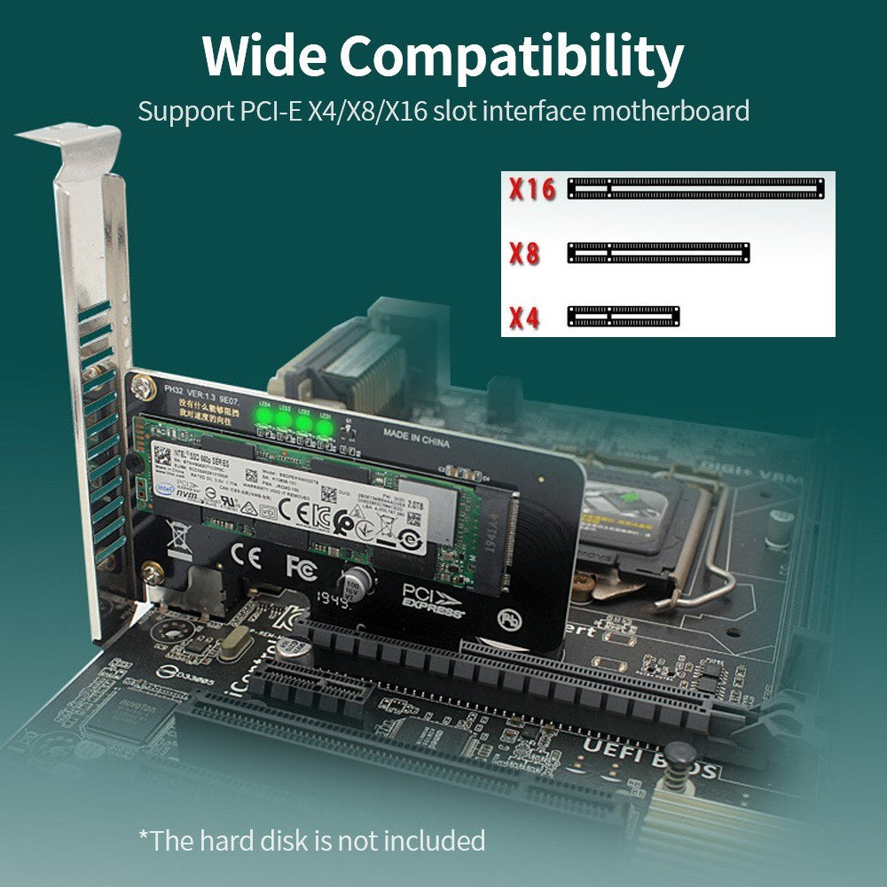 M.2 NVME Adapter Card PCI-E X4 to NVME Expansion Card SSD Adapter Card for NVME Protocol M-key B&M Key SSD