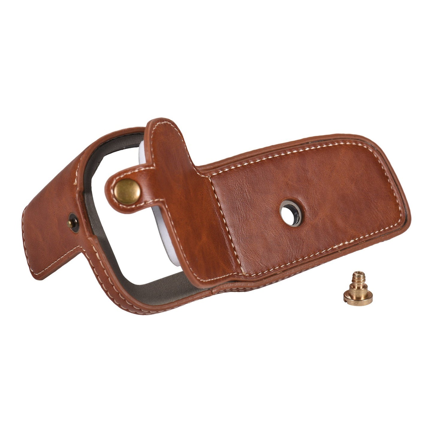 Camera Half Case Premium PU Leather Half Body Case with Bottom Opening 1/4 Inch Screw Hole Replacement for Canon 5D3 5D4 - Brown
