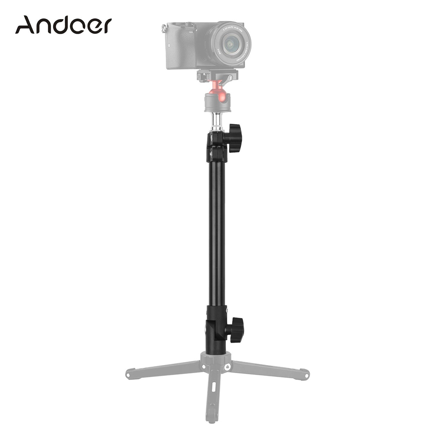 Multifunctional Universal Aluminum Alloy C Clamp + Adjustable Tripod Extension Rod with 1/4 inch Screw Adjustable Length Angles 28-46cm for Camera Photography