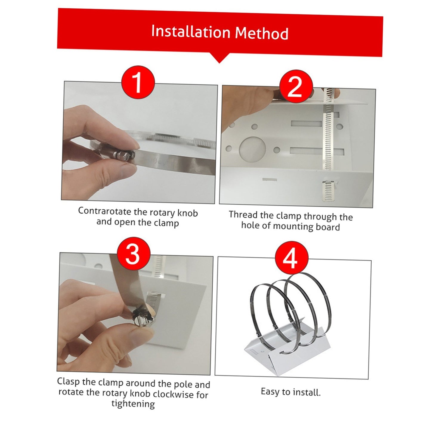 Pole Mounting Dome Camera Bracket Universal Wall Ceiling Mount for Security Cameras Ptz with 3pcs 200mm Loop Clasp