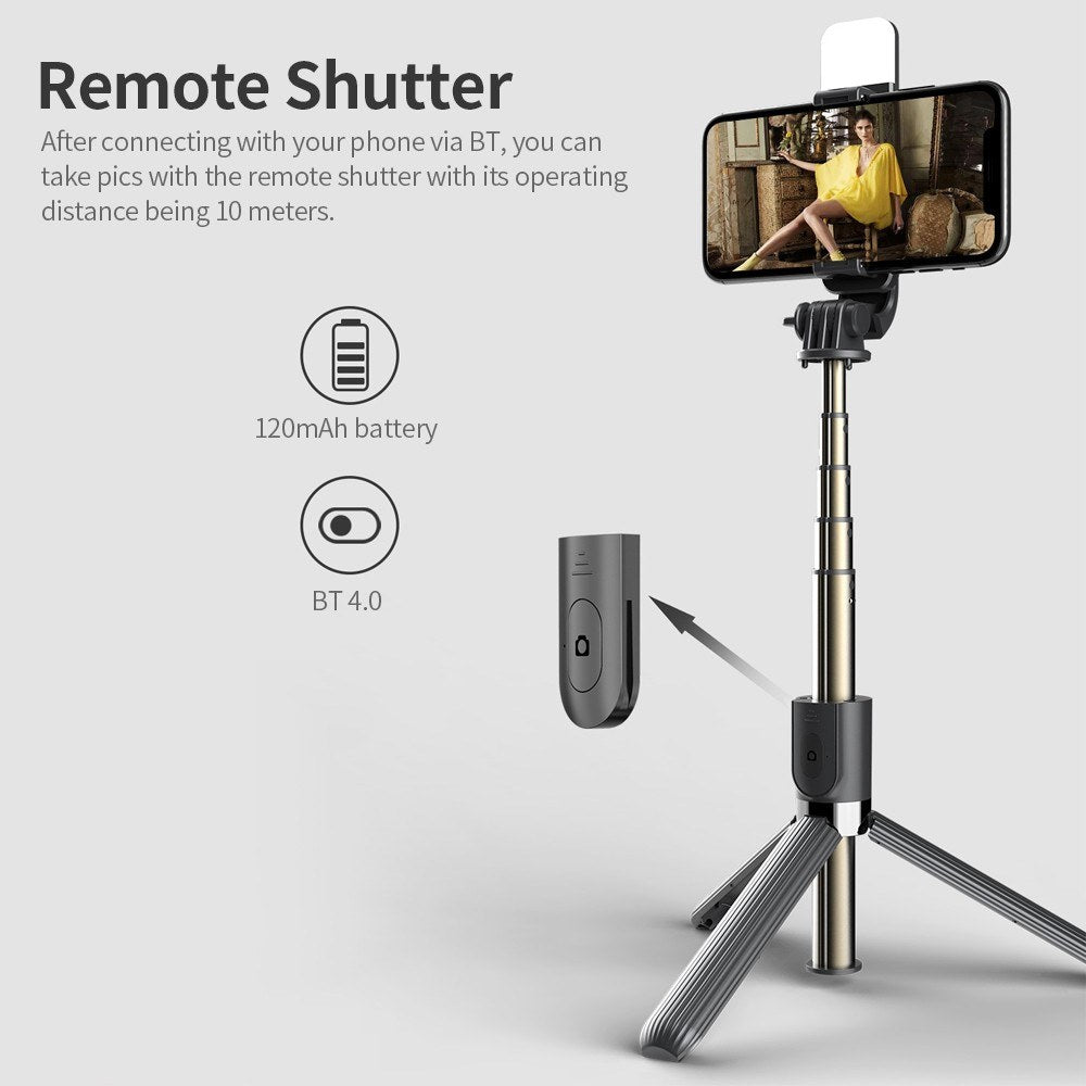 Selfie Stick 33-inch Aluminum Alloy Selfie Stick Phone Tripod with Remote Shutter for iPhone Android Phone, Portable, Lightweight