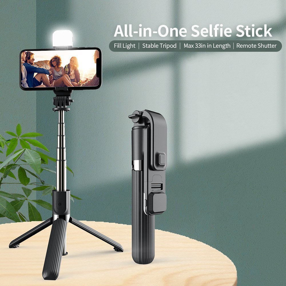 Selfie Stick 33-inch Aluminum Alloy Selfie Stick Phone Tripod with Remote Shutter for iPhone Android Phone, Portable, Lightweight